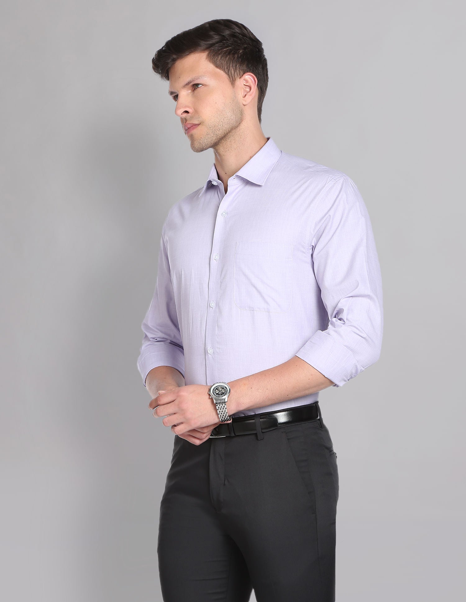 Power Heritage Solid Cotton Formal Shirt with Cutaway Collar