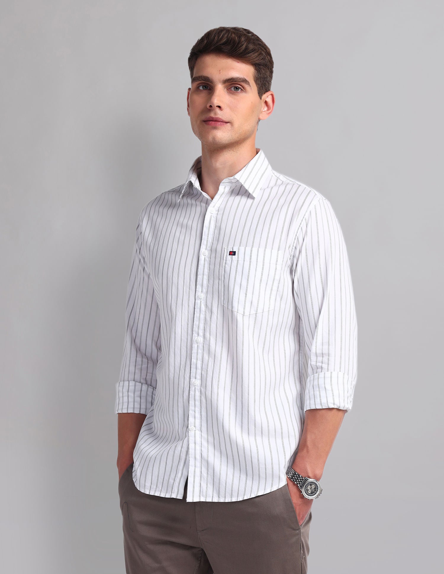 Urban Adventure Vertical Striped Cotton Shirt