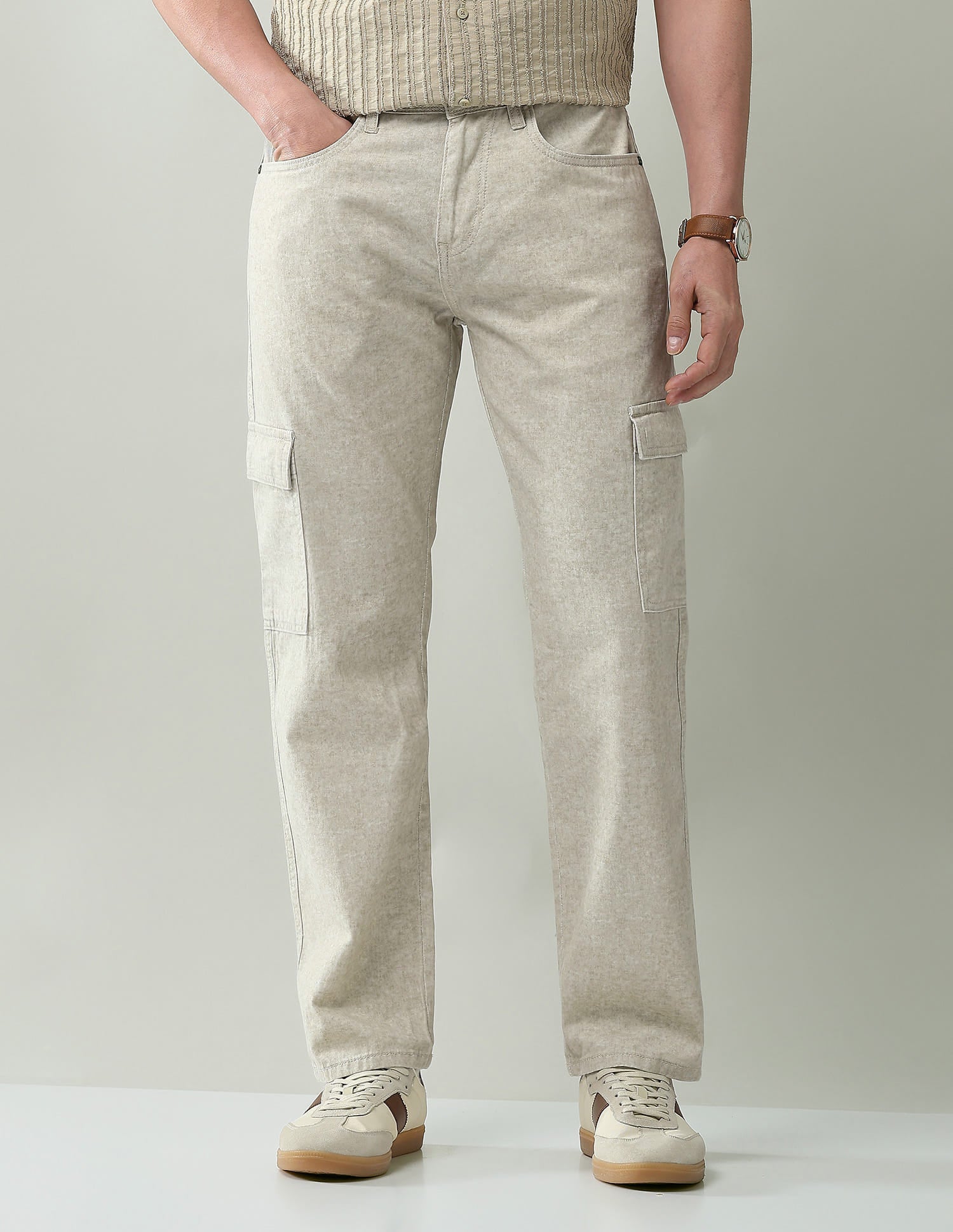 Textured Comfort Fit Cargos