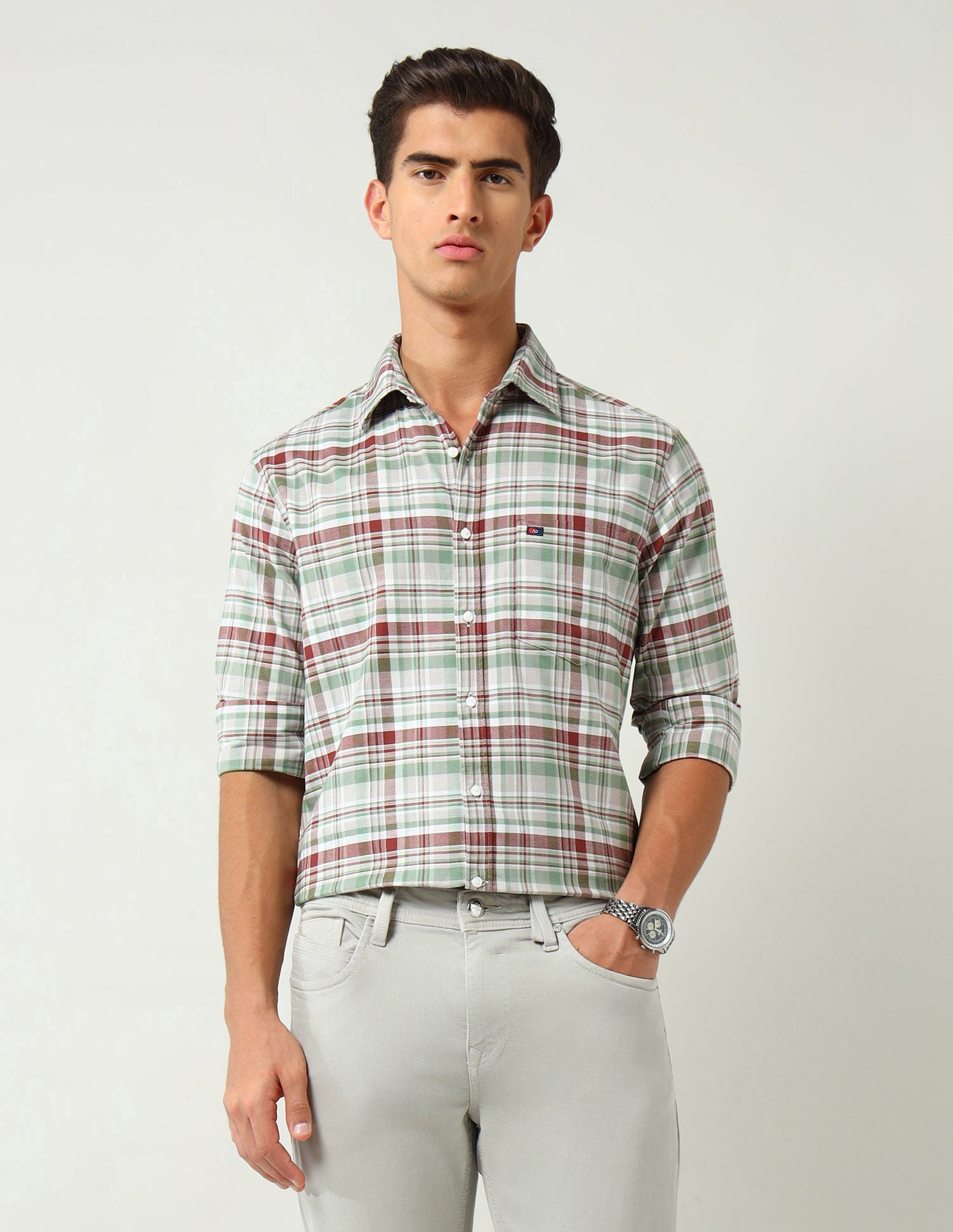 City Chronicles Modern Slim Fit Tartan Checked Shirt
