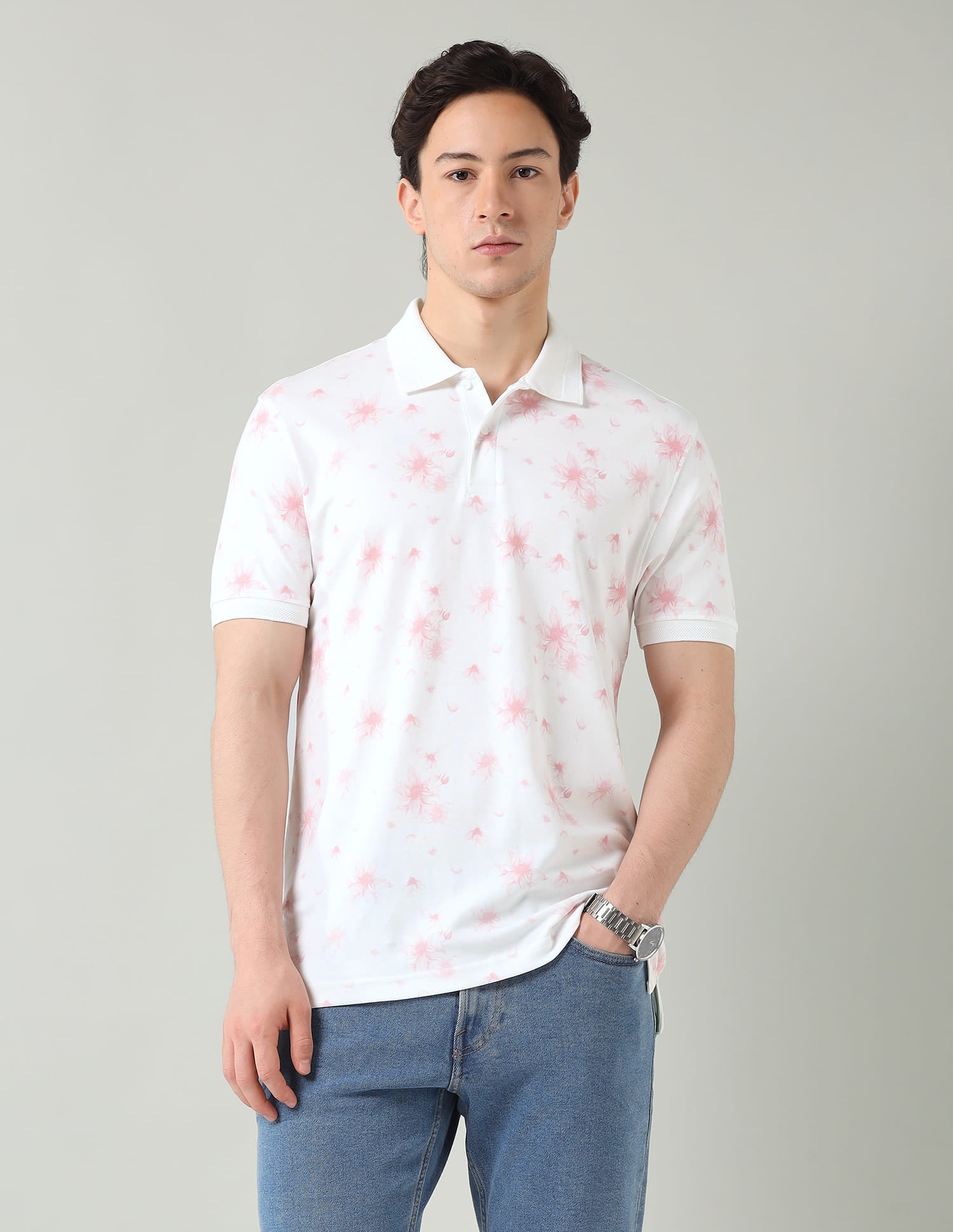 Abstract Printed Regular Fit Polo Shirt