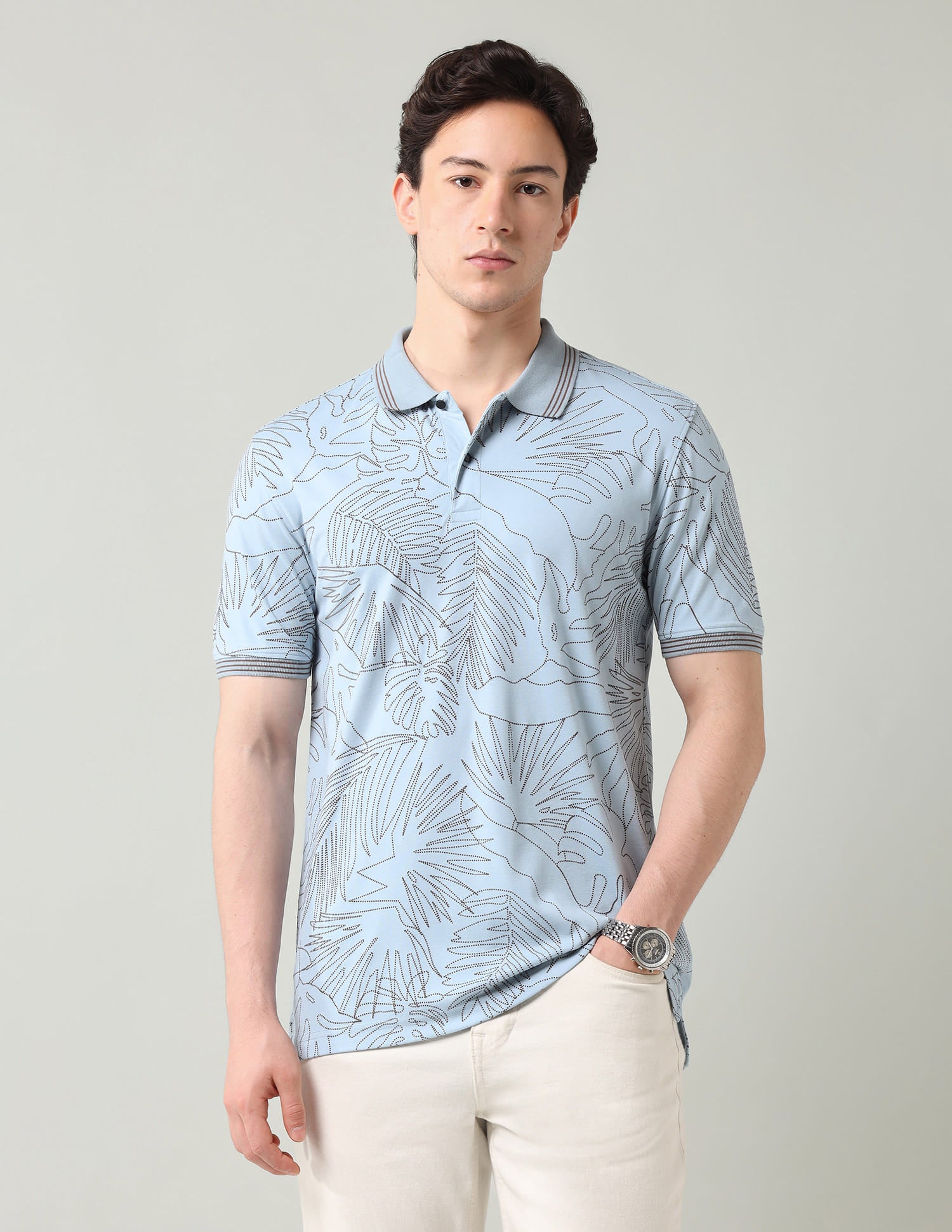 Floral Printed Regular Fit Polo Shirt