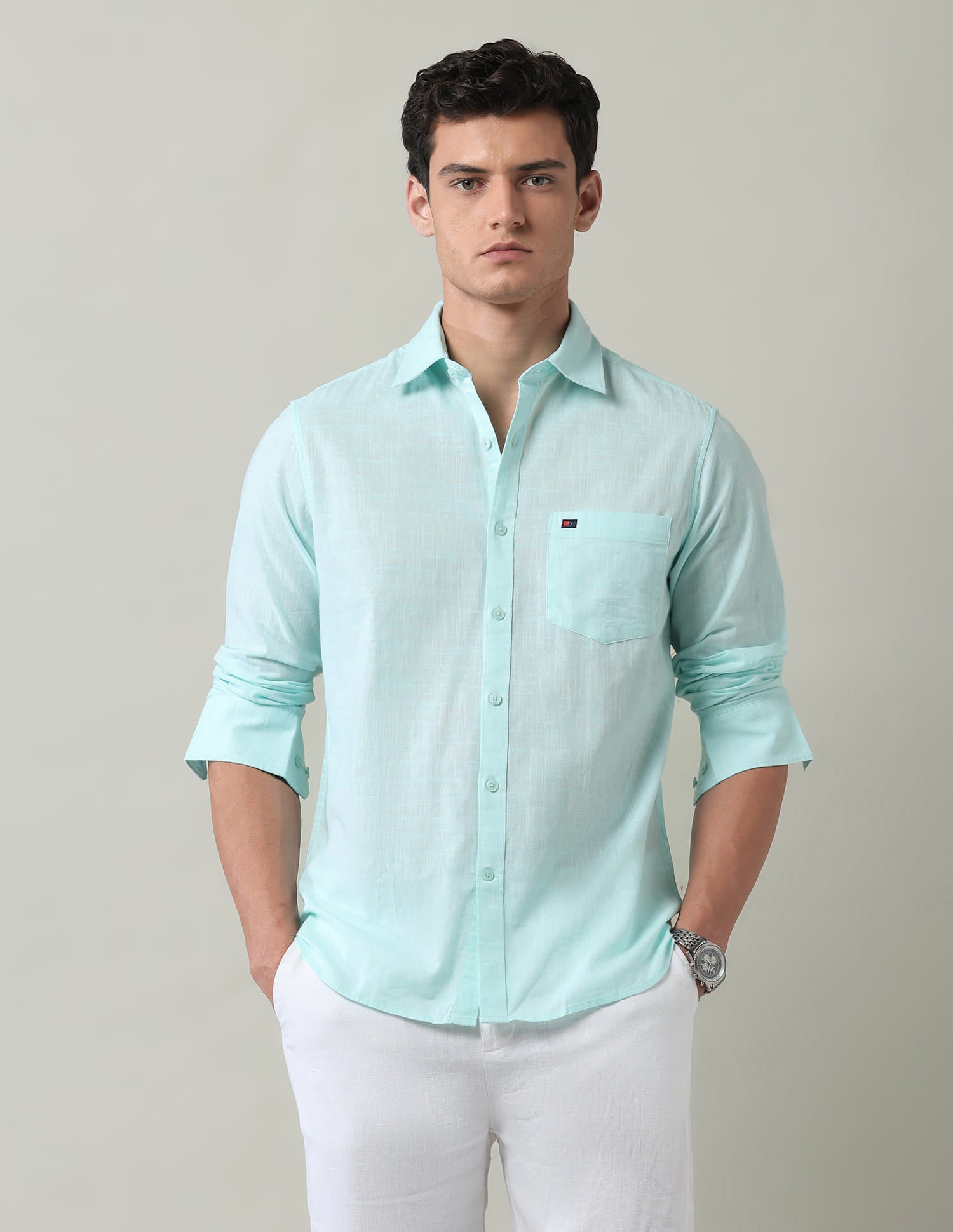 Solid Slim Fit Dobby Shirt