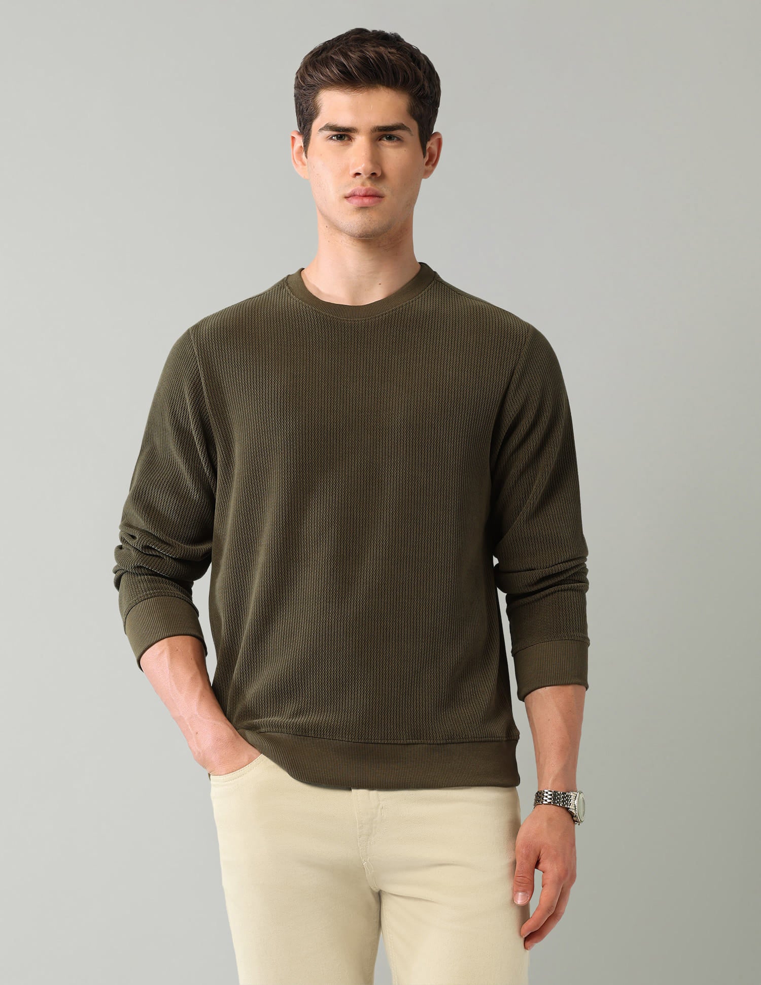 Textured Regular Fit Sweatshirt
