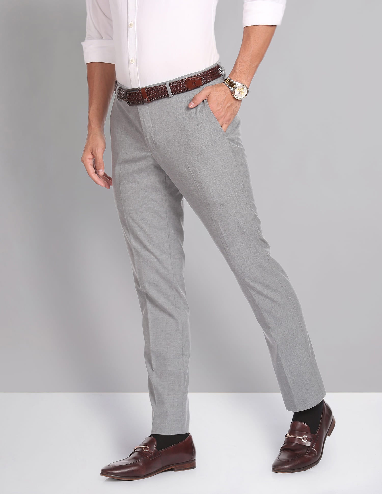 Stylish Smart Waist Heathered Formal Trousers