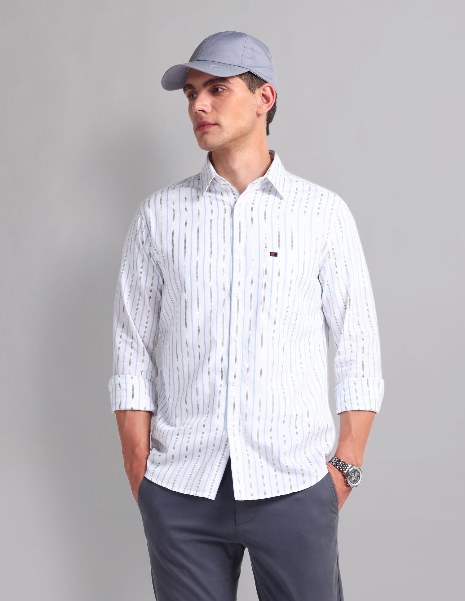 Urban Adventure Vertical Striped Cotton Shirt