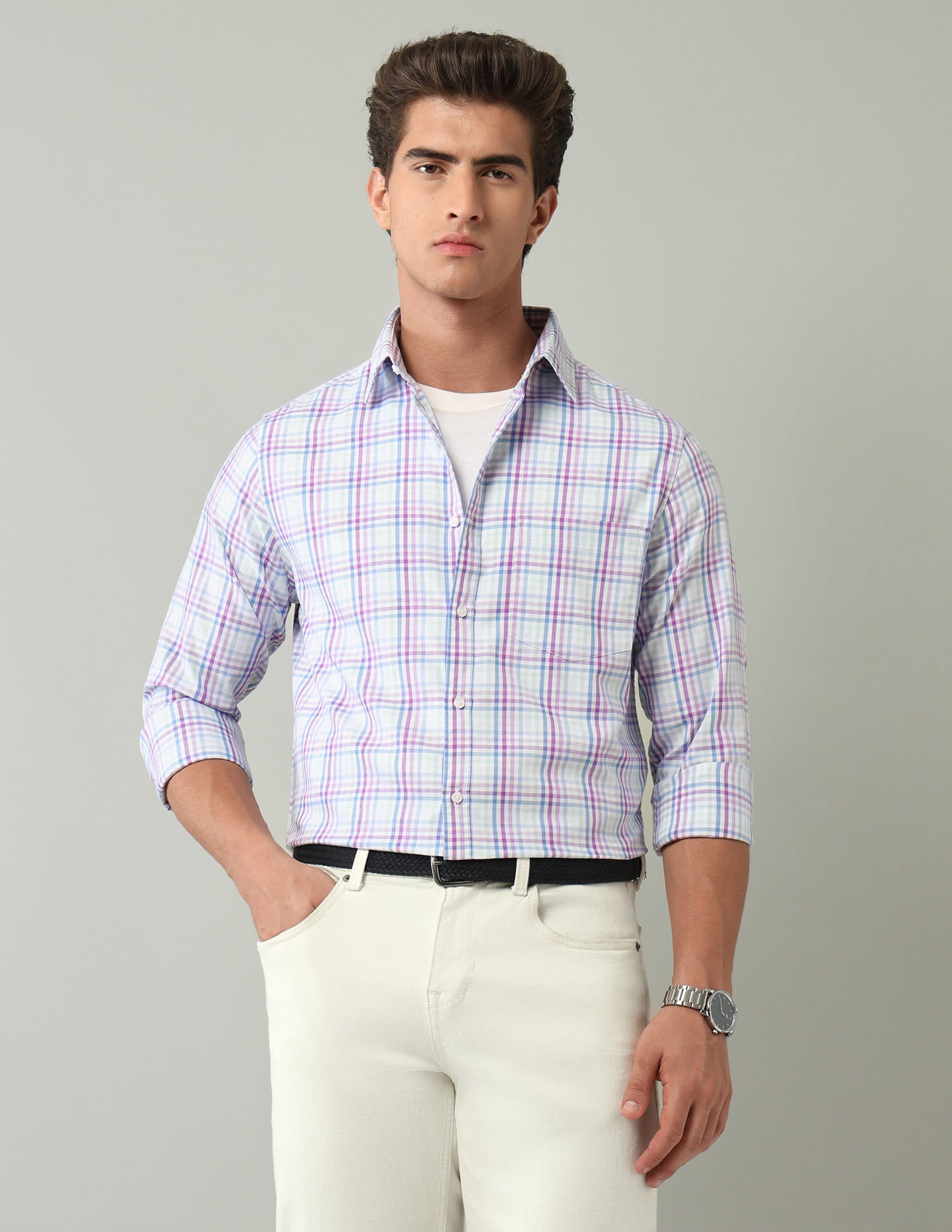 Muticolor Tartan Checked Modern Slim Fit Shirt
