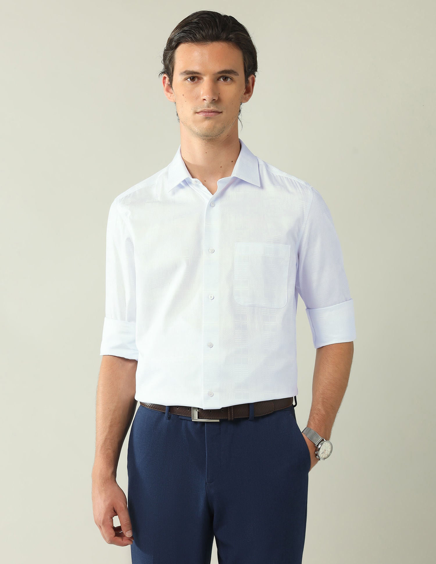 Wardrobe-Coded Regular Fit Vertical Striped Shirt