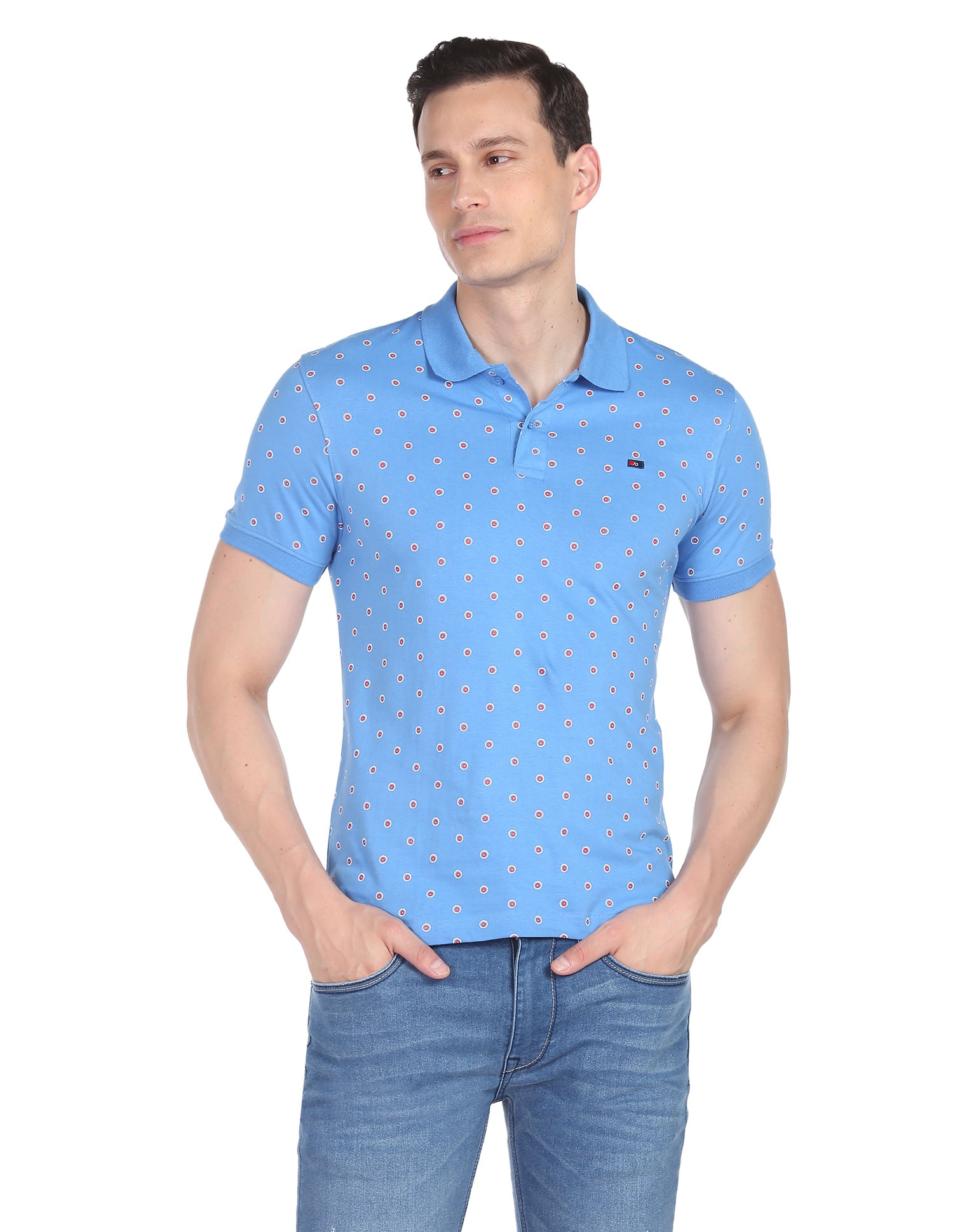 Daily Style Cotton Geometrical Print Polo Shirt