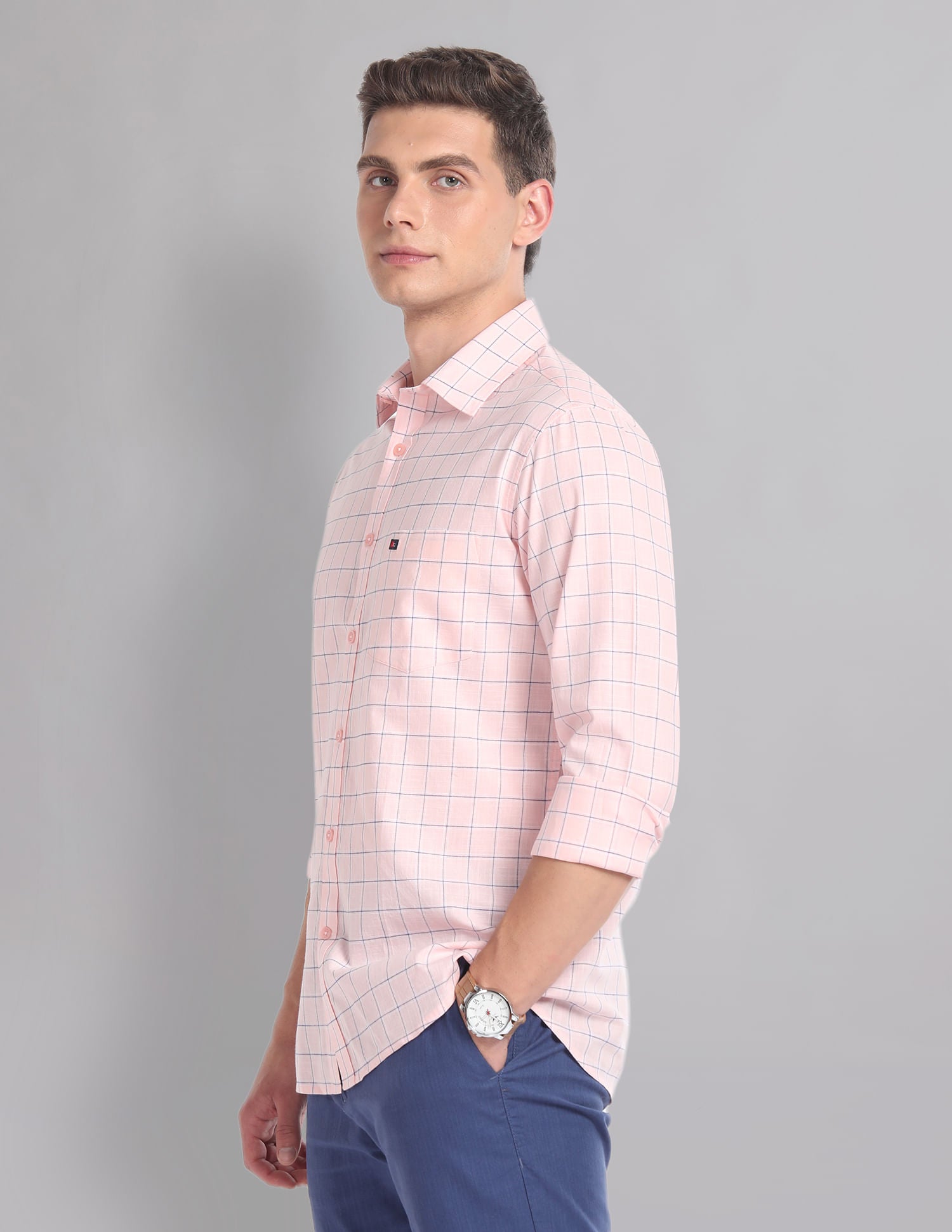 Modern-Edged Tartan Check Cotton Summer Shirt