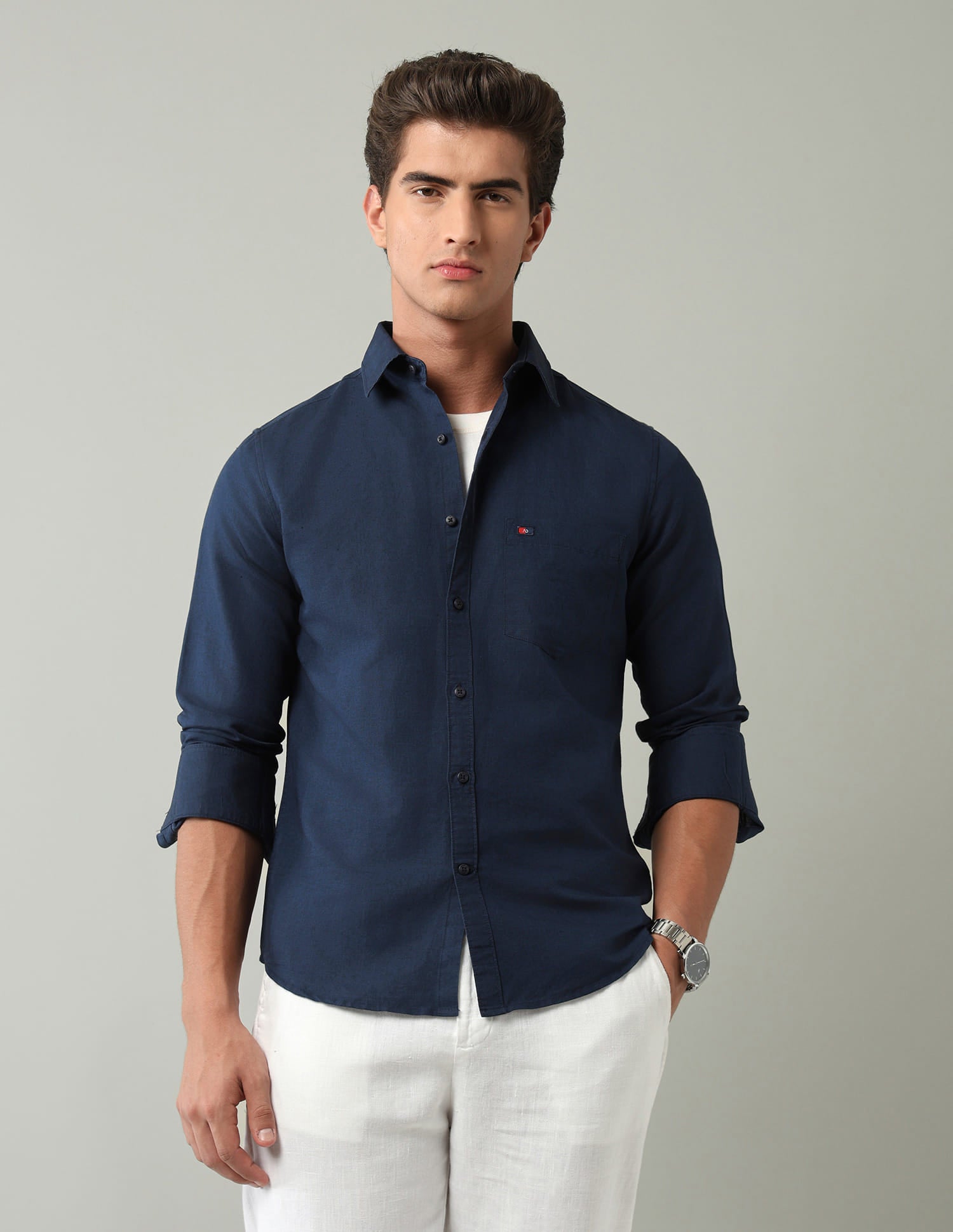 Blue Solid Modern Slim Fit Shirt