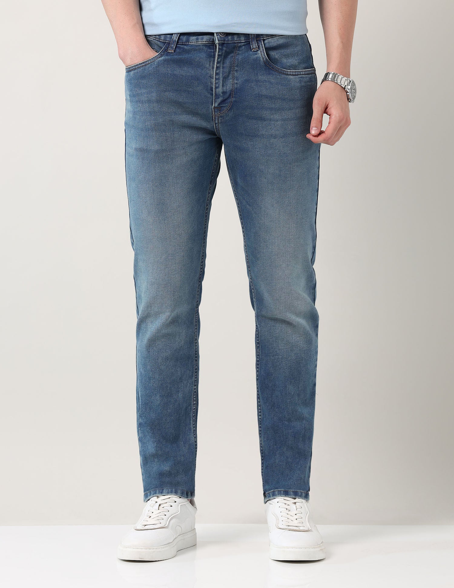 Easy-on slim Fit Mid Rise Jeans