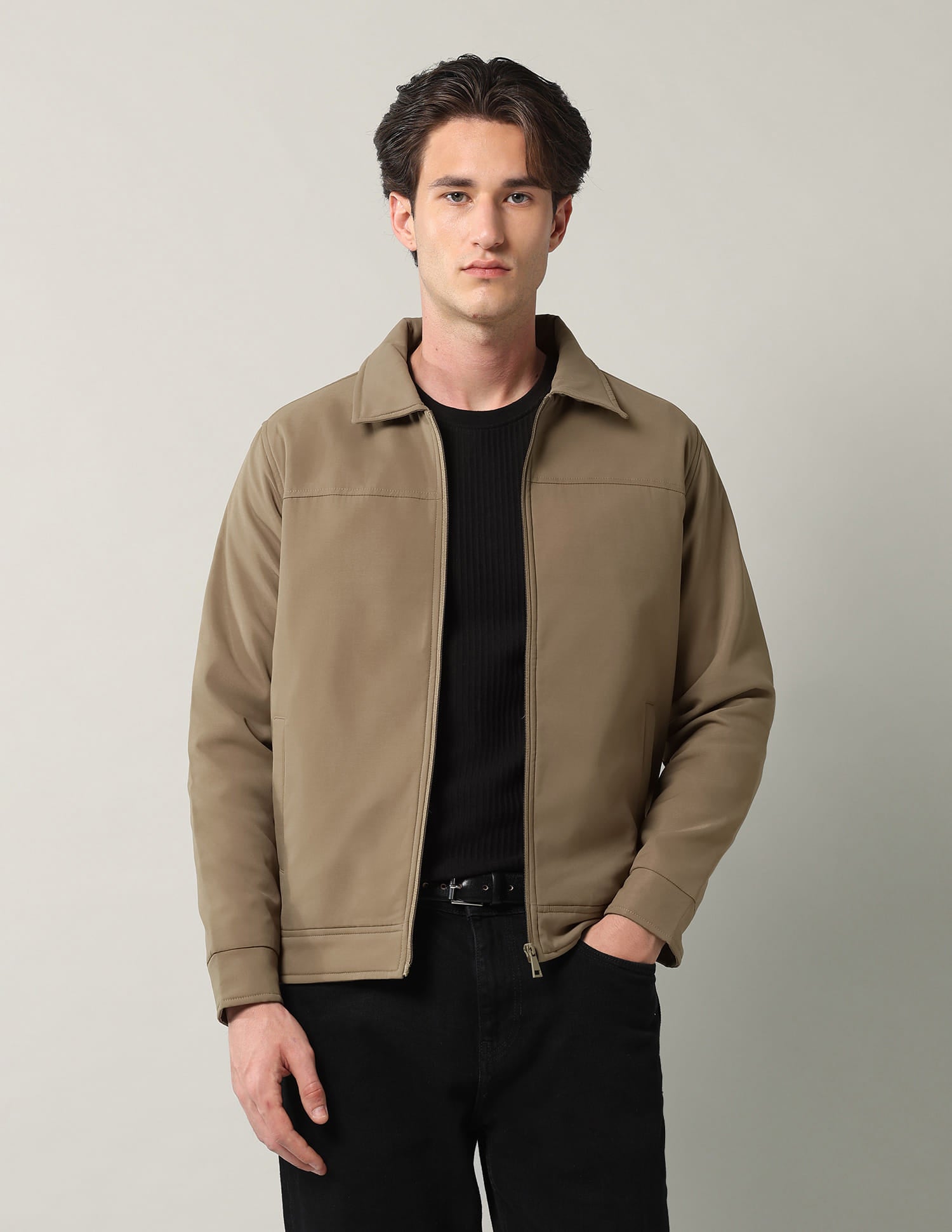 Solid Regular Fit Reversible Jacket