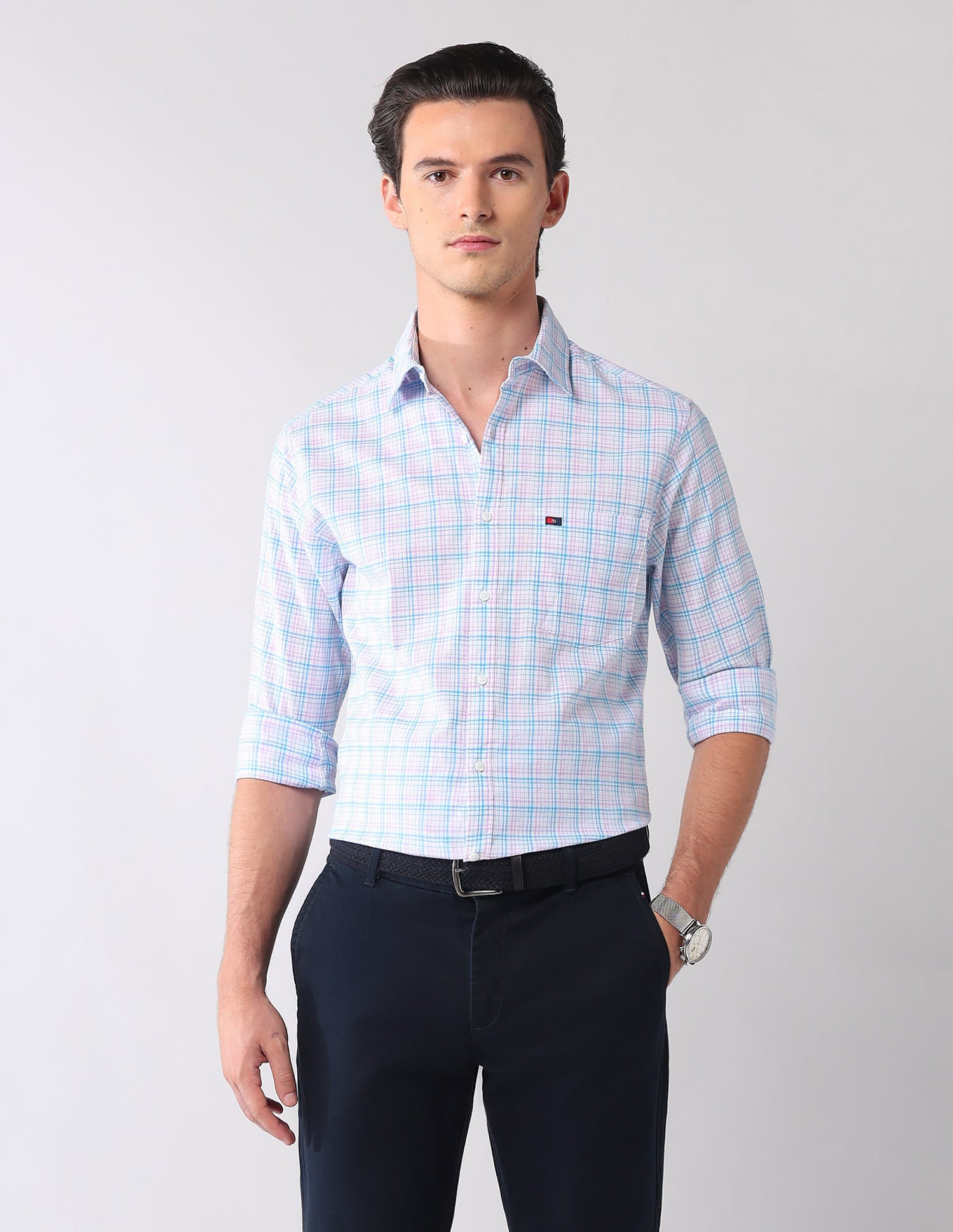 City Chronicles Modern Slim Fit Tartan Checked Shirt