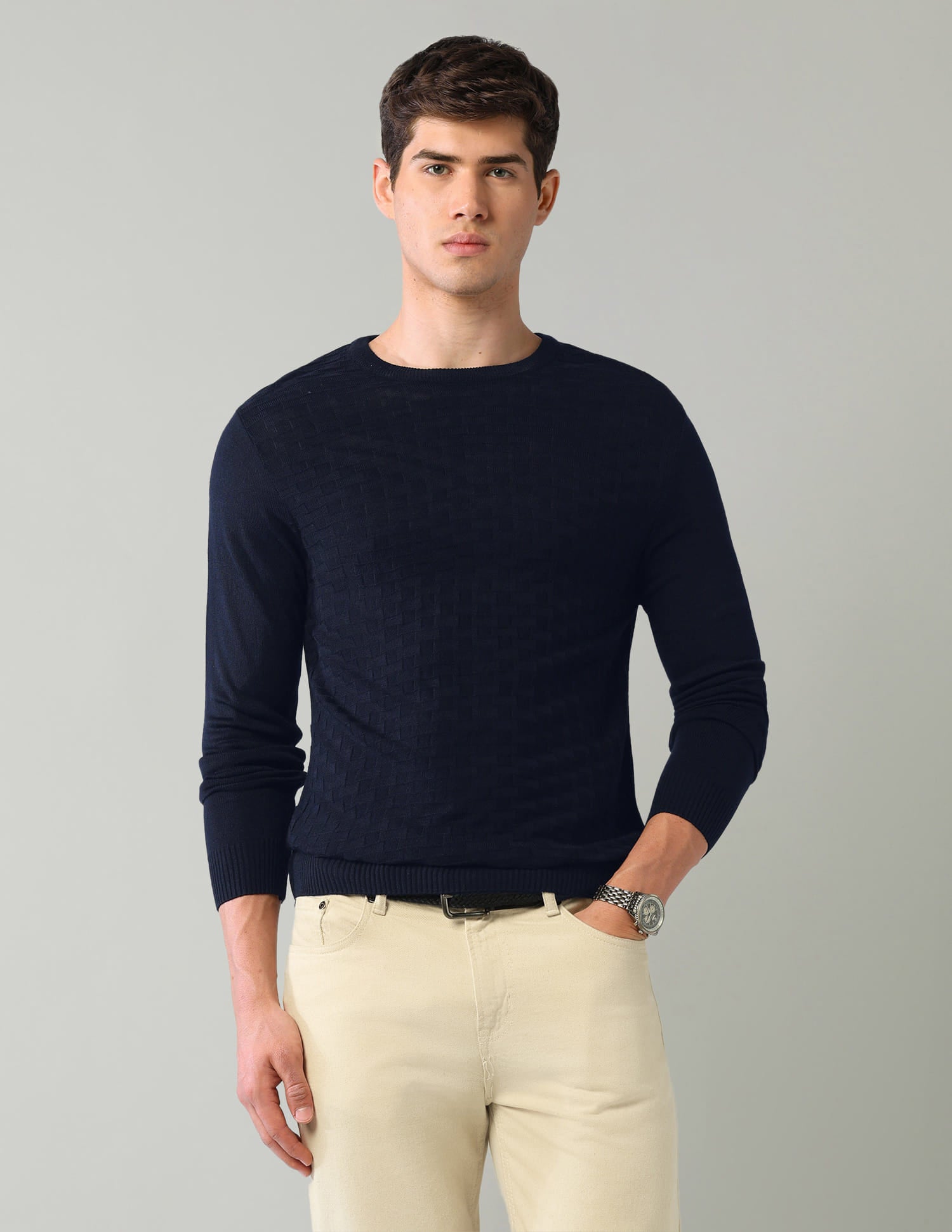 Patterned Knit Mens Sweater