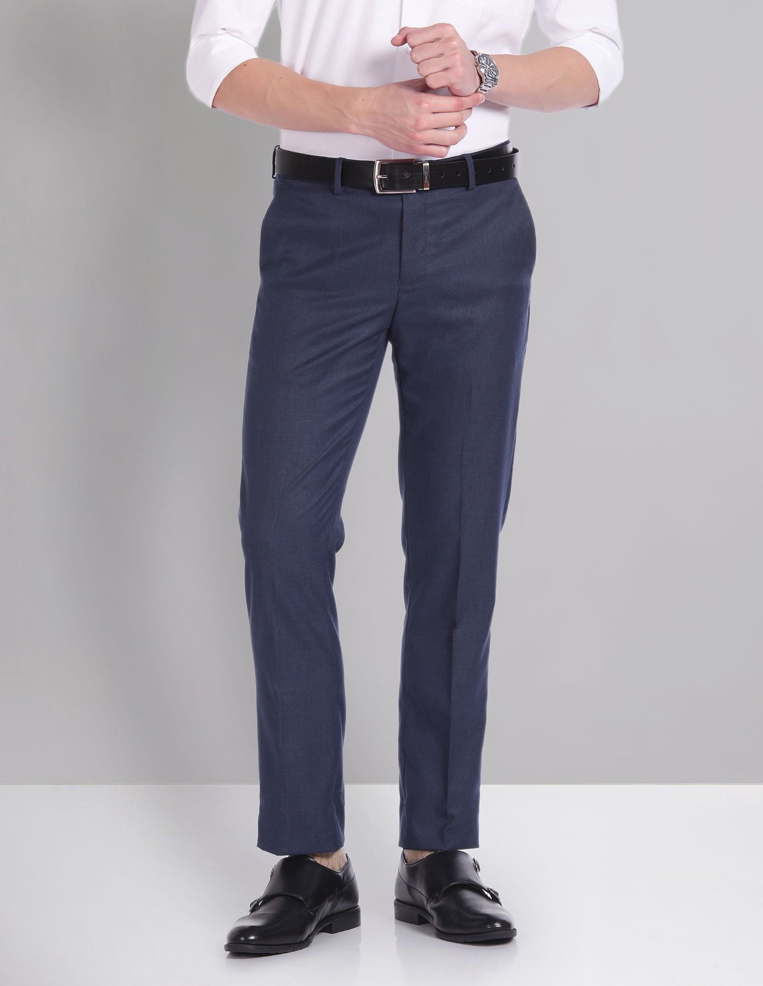 Corporate Ready Slim Fit Solid Formal Trousers