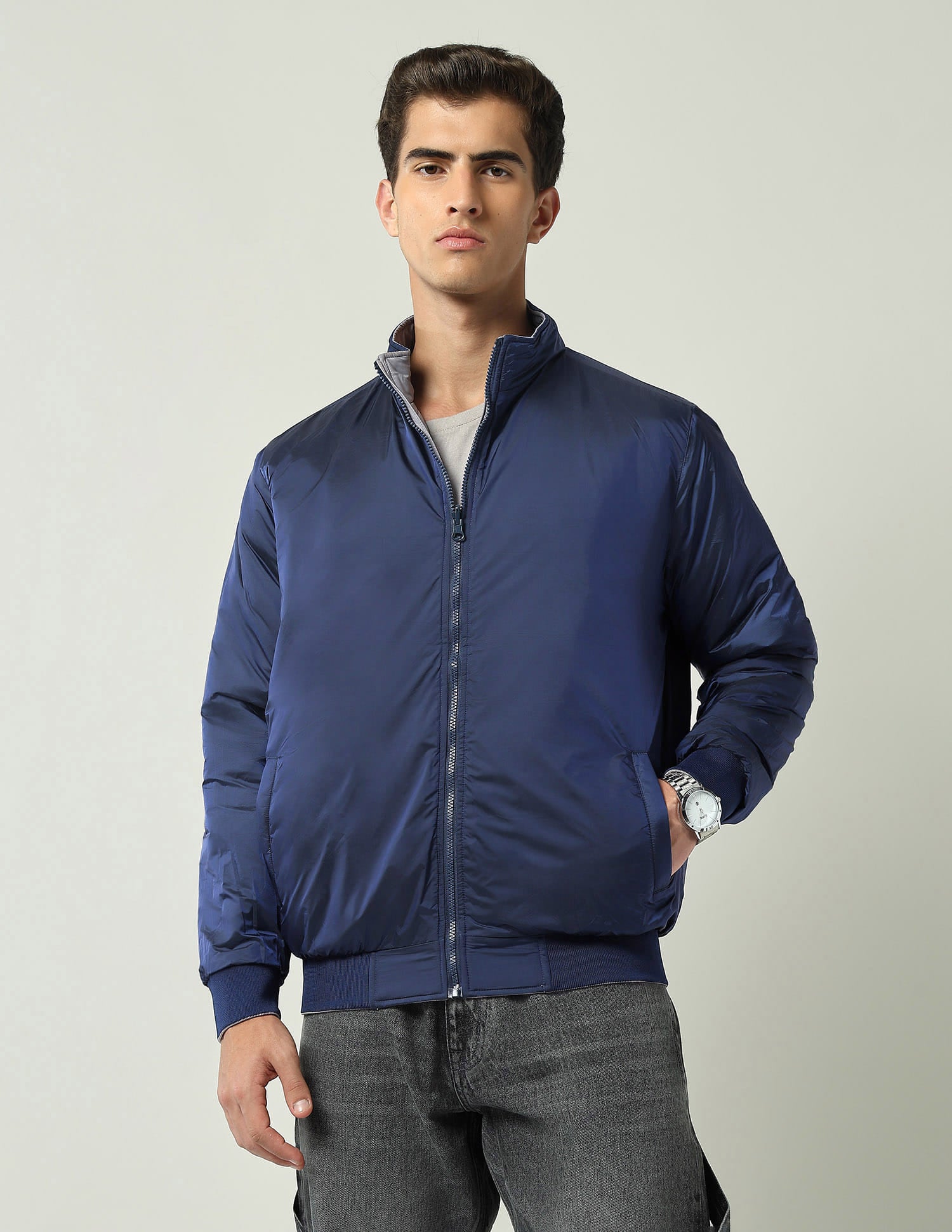 Reversible Regular Fit Bomber Jacket