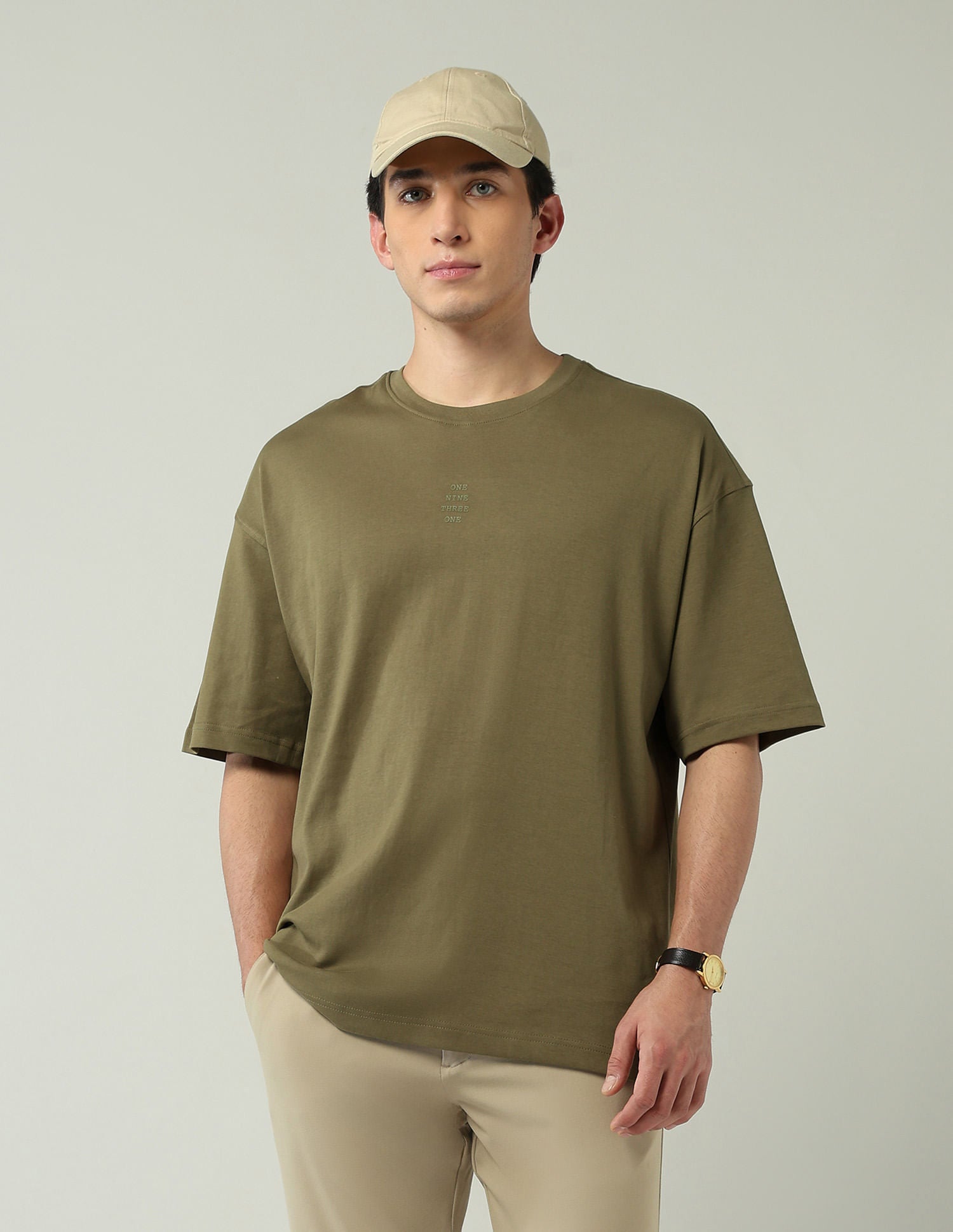 Street-Style Oversized Fit Solid T-Shirt