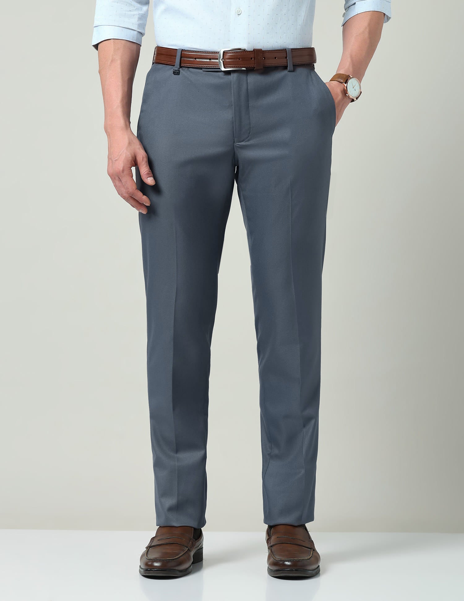 Textured Dobby Regular Fit Trousers