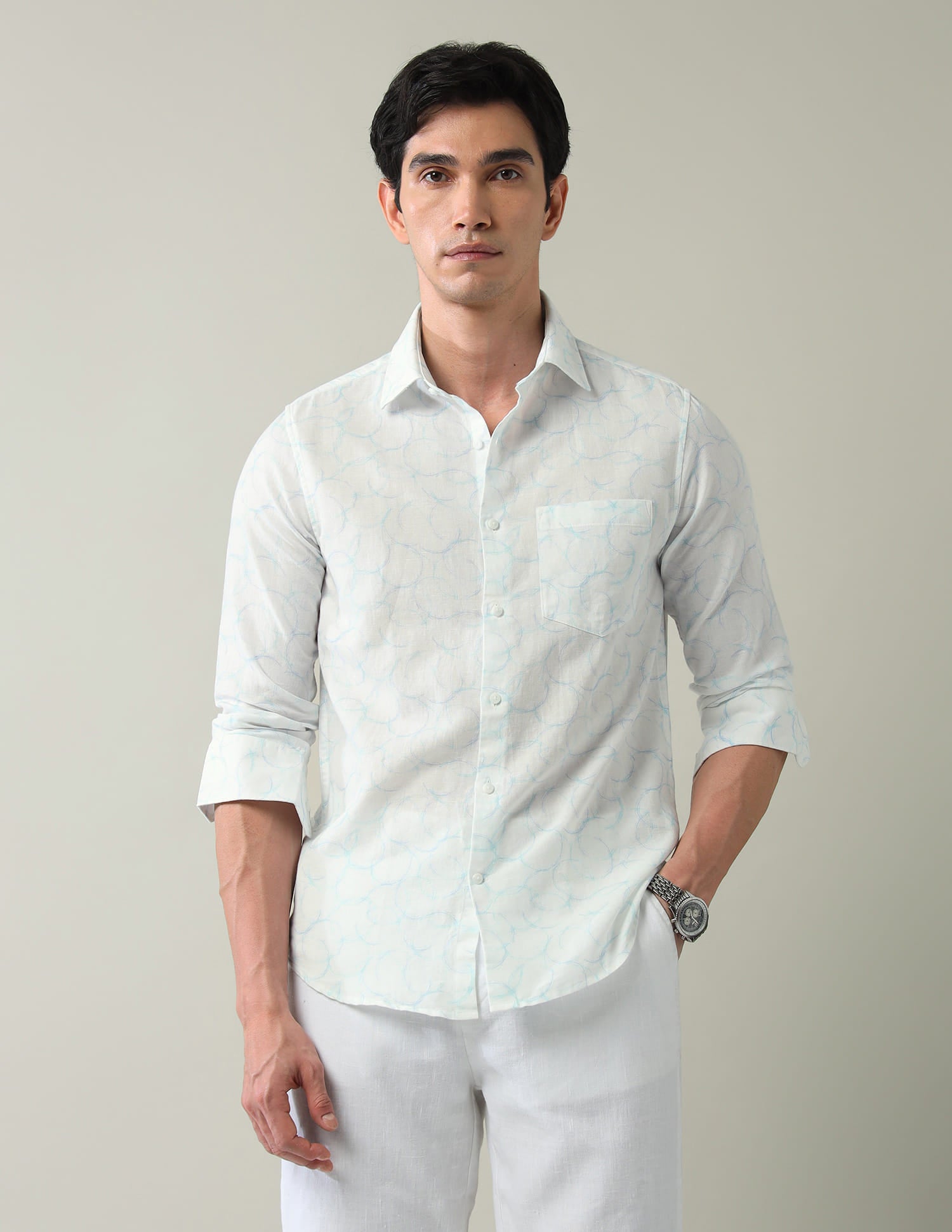 Sophisticated Geometric Print Slim Fit Shirt