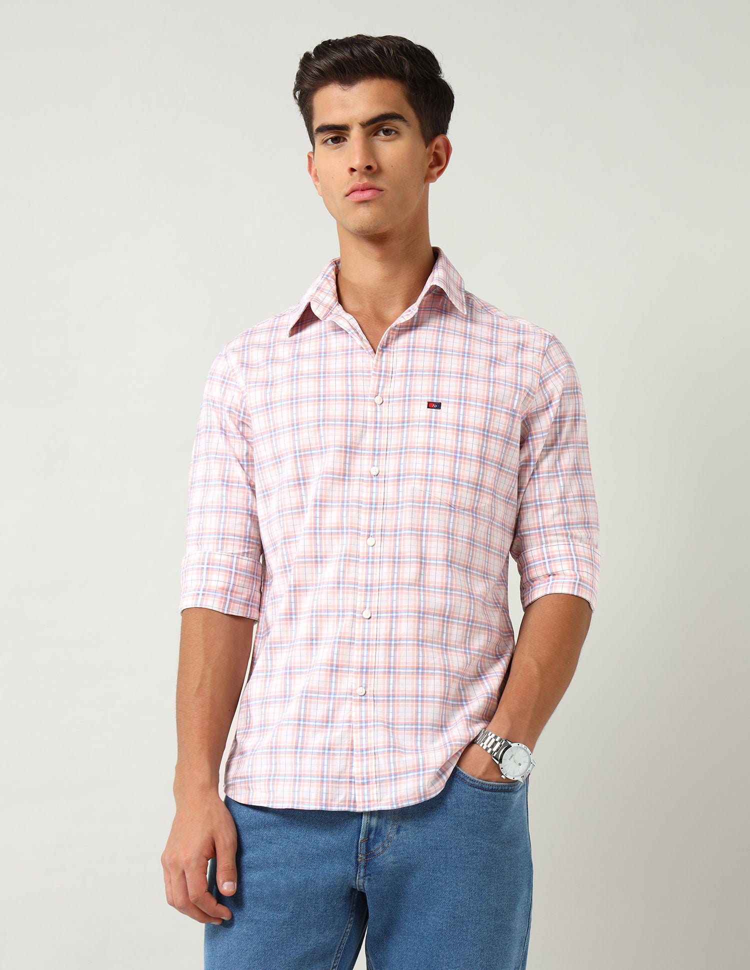 City Chronicles Modern Slim Fit Tartan Checked Shirt