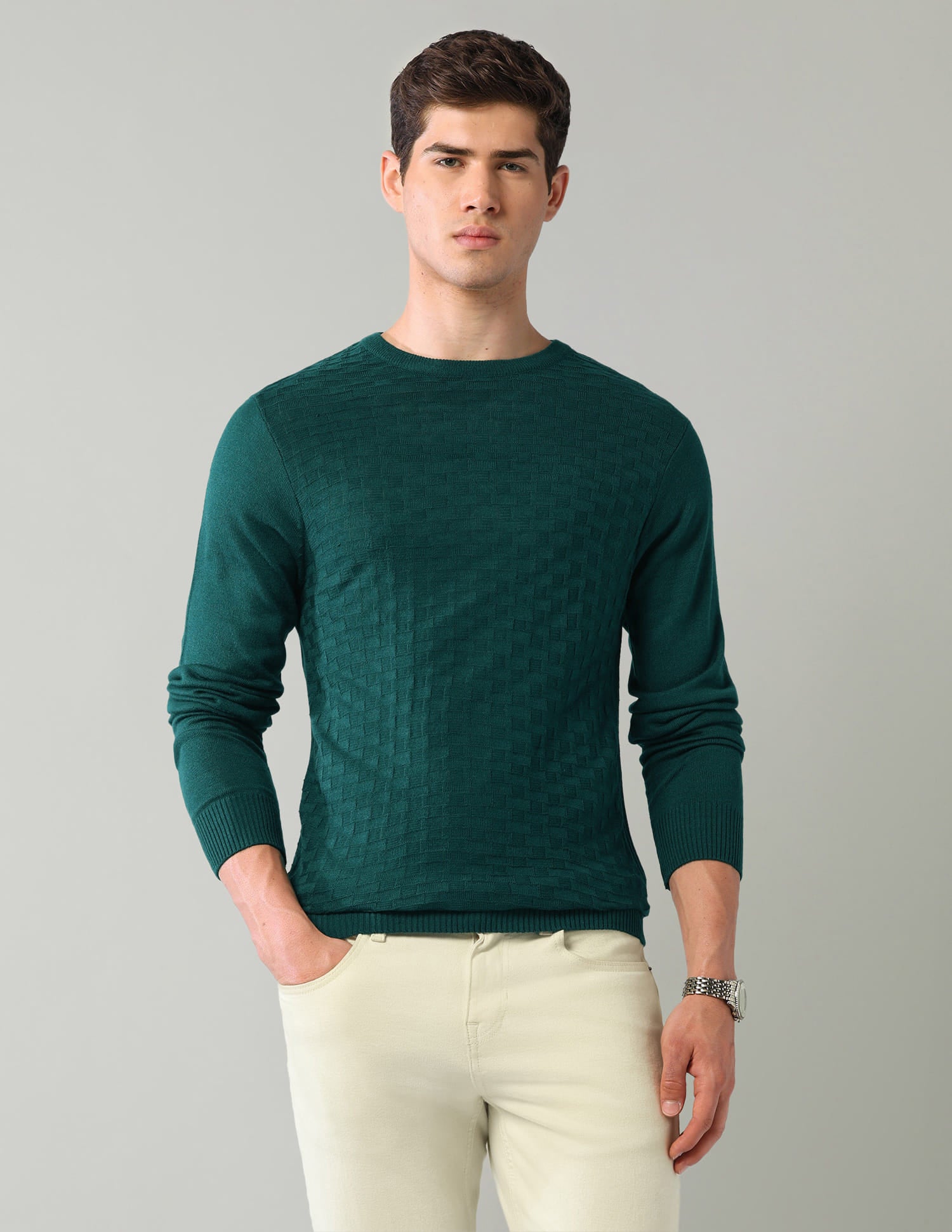 Patterned Knit Mens Sweater