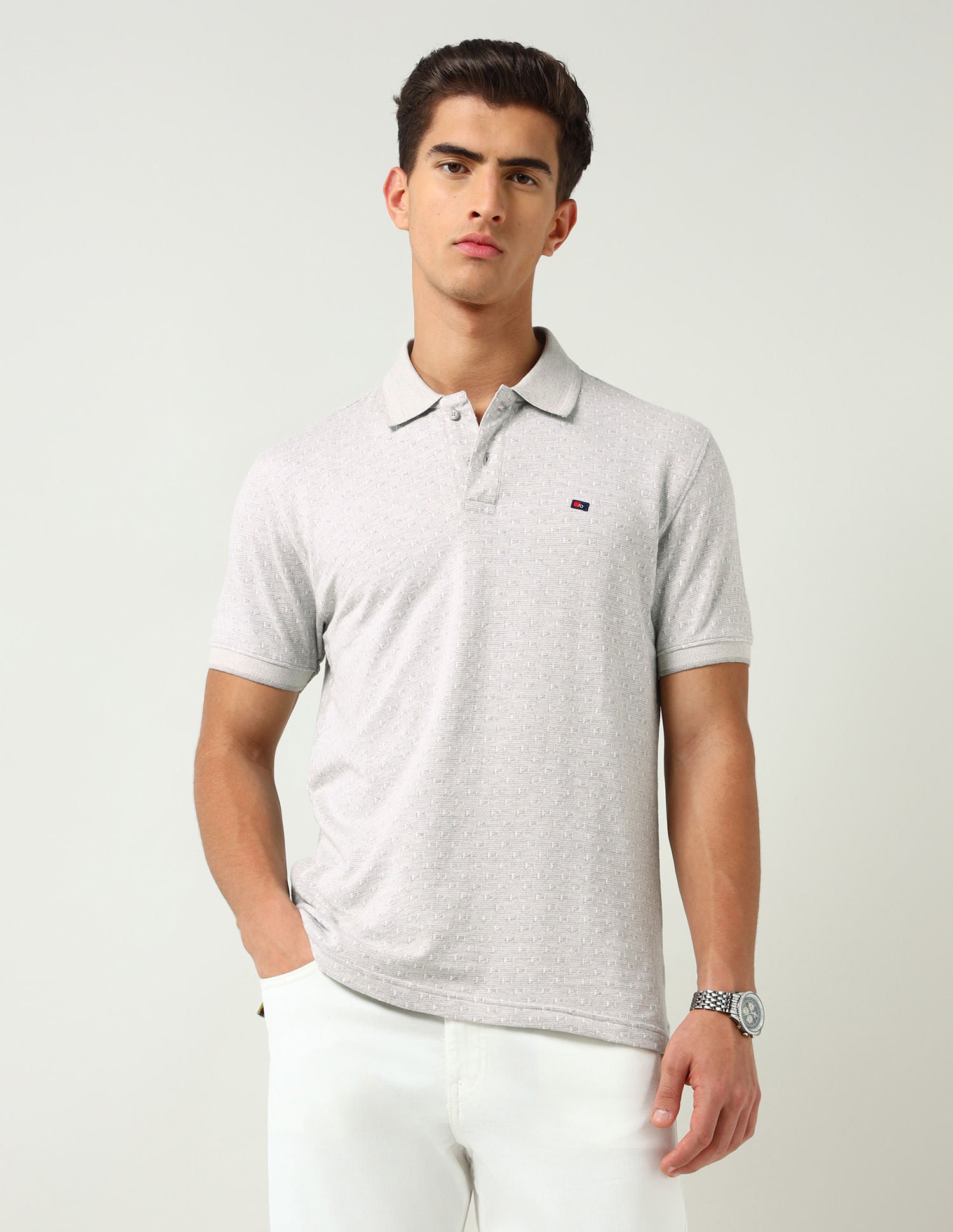 City Adventure Modern Slim Fit Geometric Printed Polo Shirt