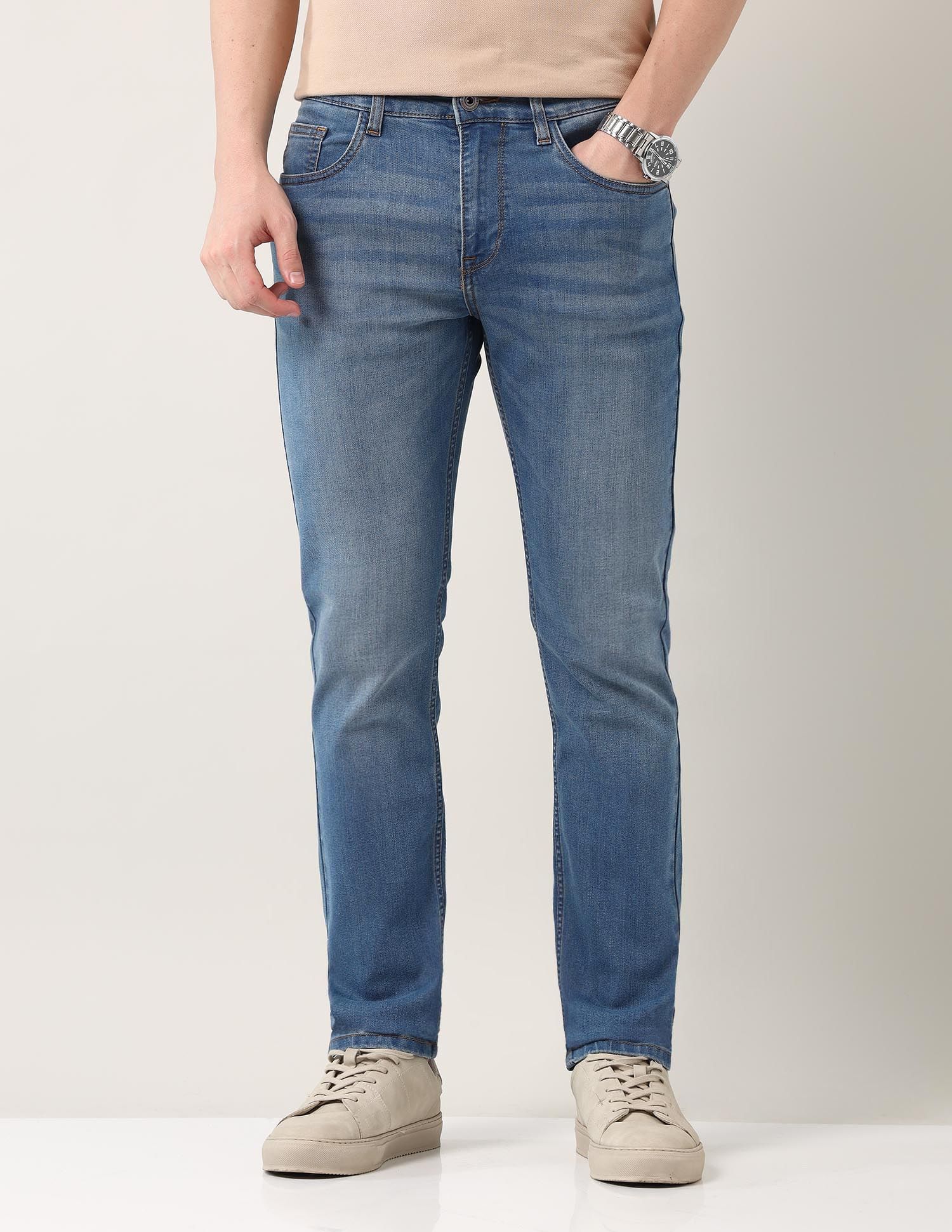 Easy-on slim Fit Mid Rise Jeans