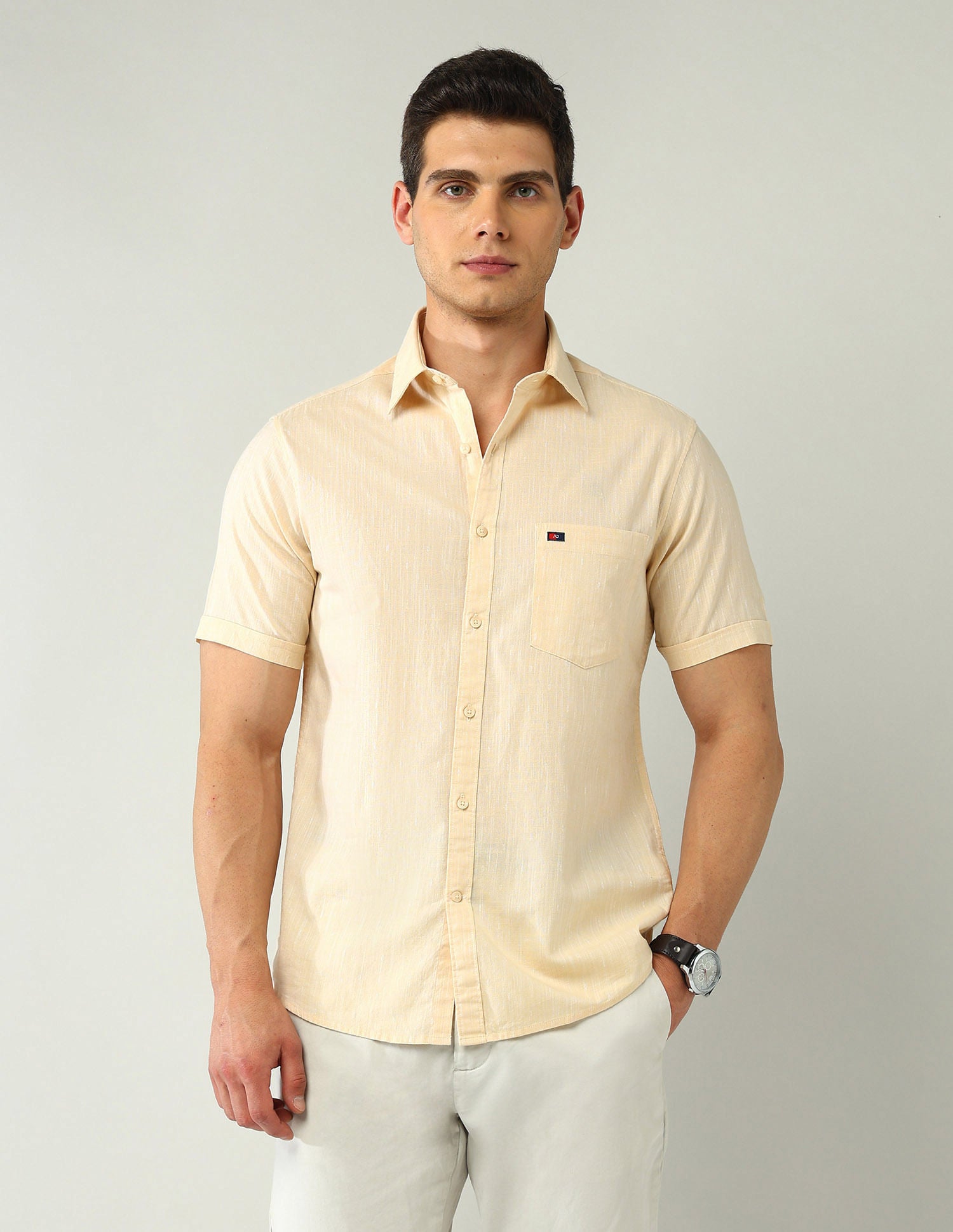 Corporate Ready Modern Slim Fit Self-Design Shirt