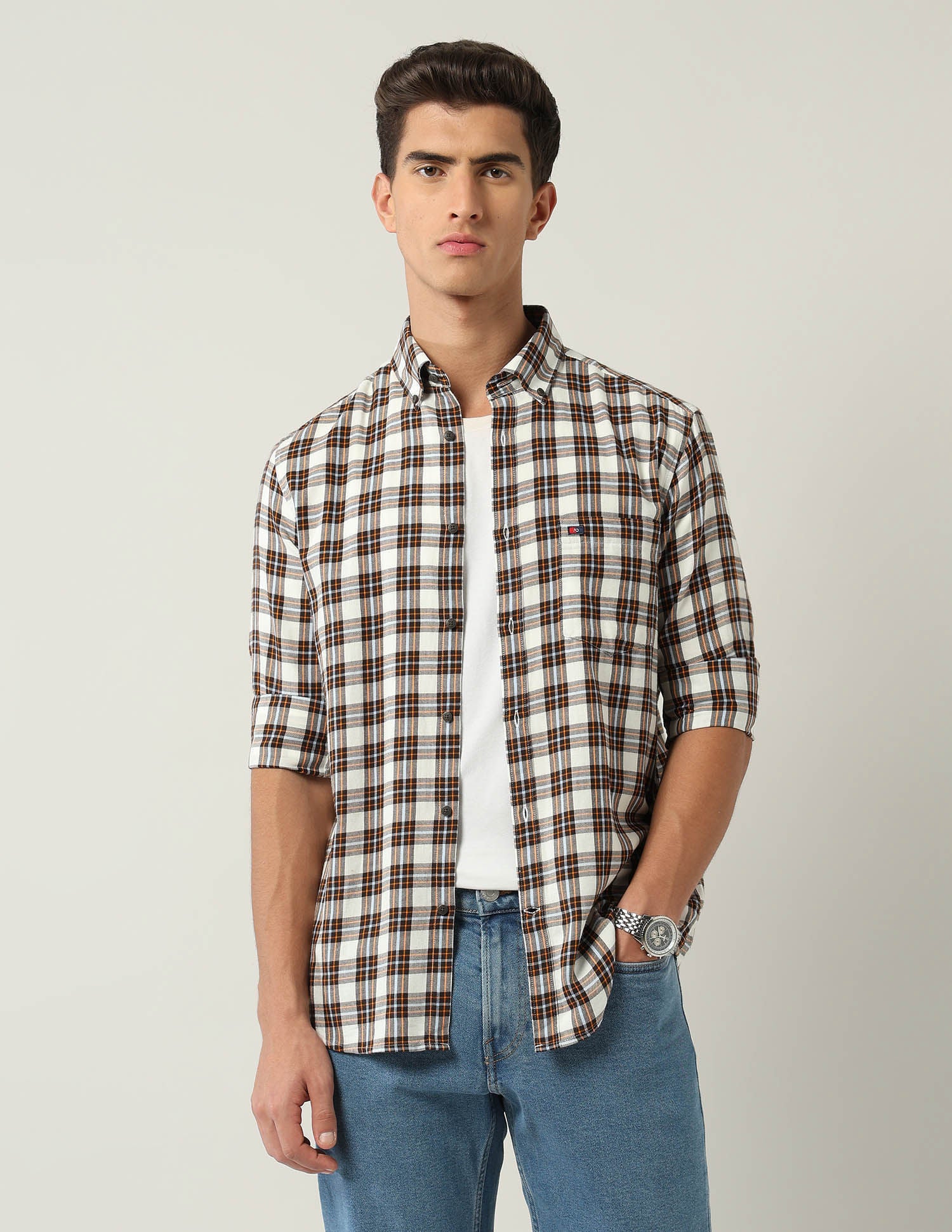 City Chronicles Modern Slim Fit Tartan Checked Shirt