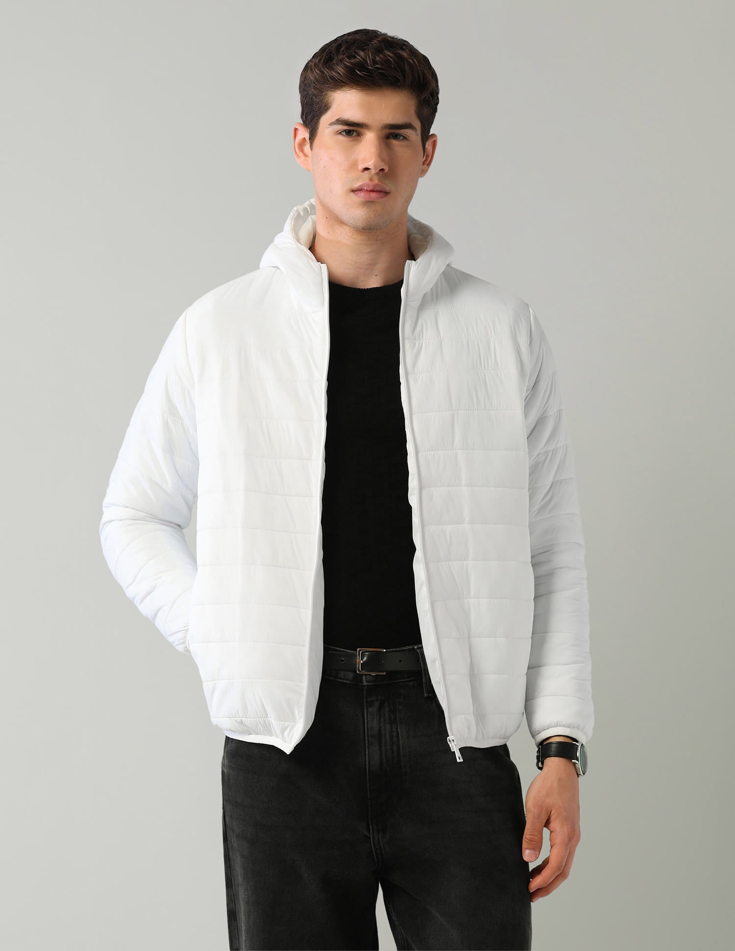 Solid Regular Fit Puffer Jacket
