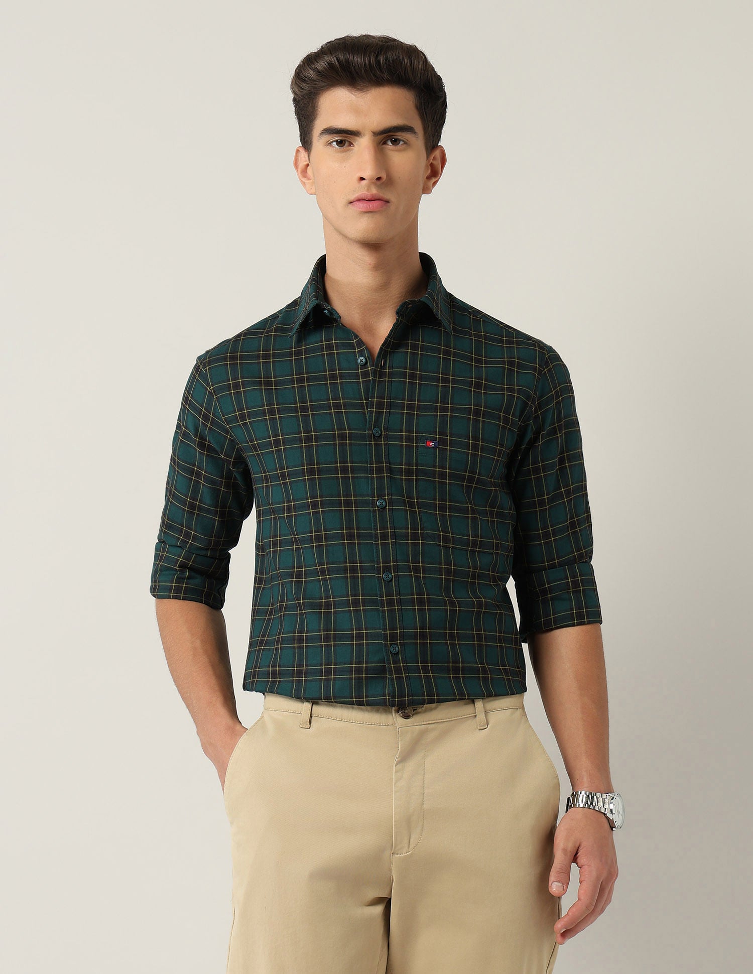 City Chronicles Modern Slim Fit Tartan Checked Shirt
