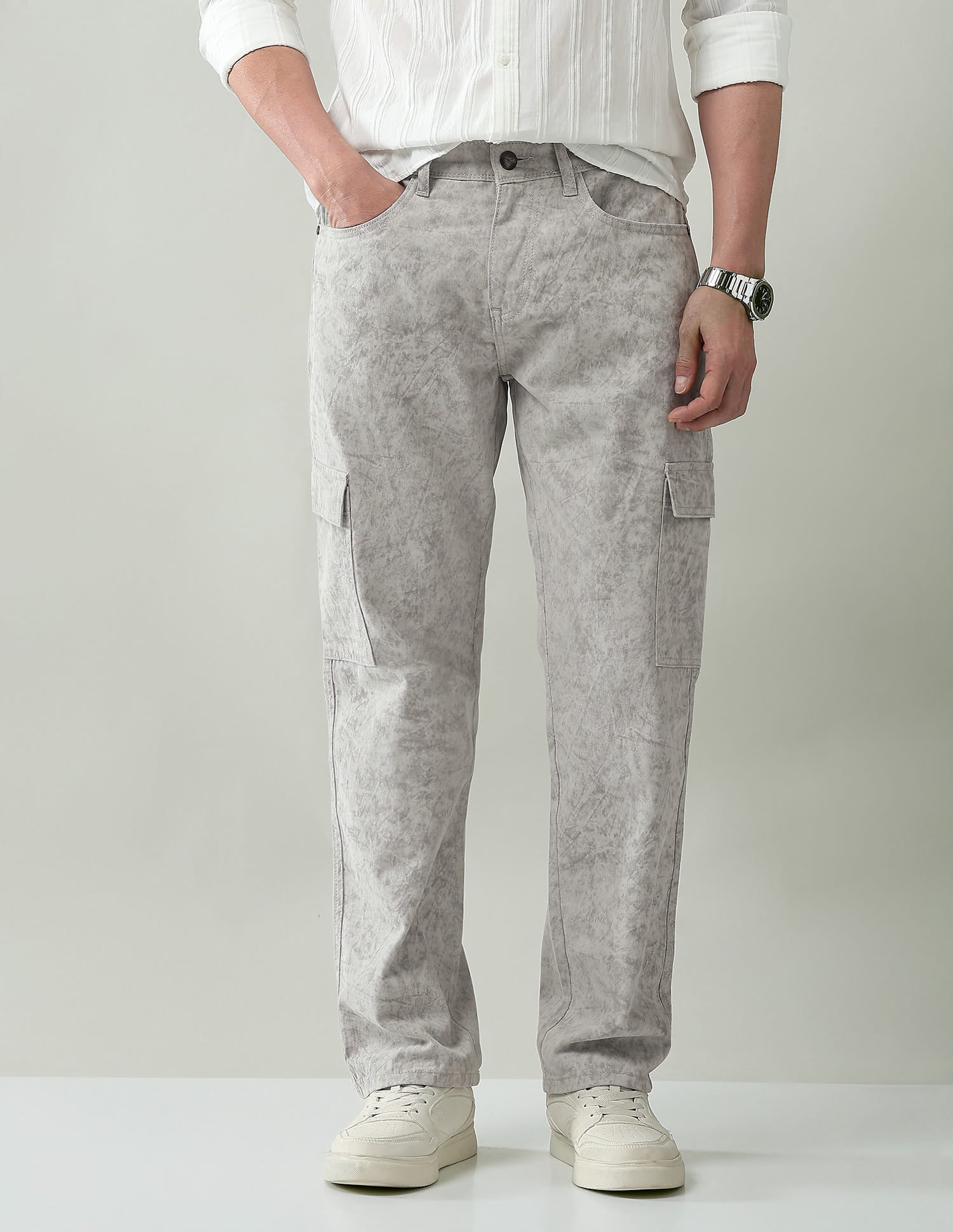 Textured Comfort Fit Cargos