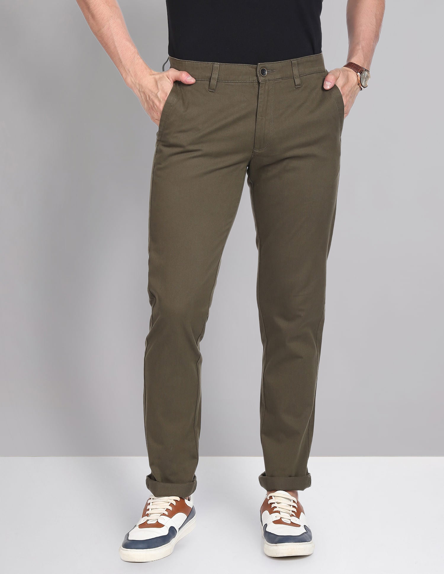 Adventure Pulse Modern Slim Fit Smart Waist Solid Chinos