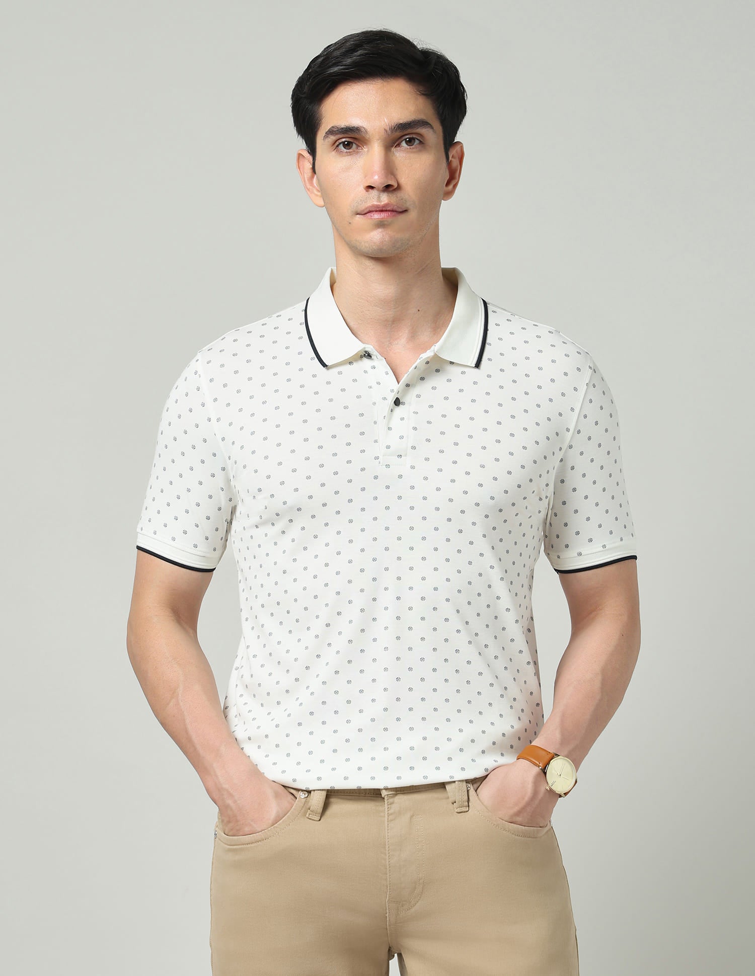 Vintage Cool Geometric Print Slim Fit Polo Shirt