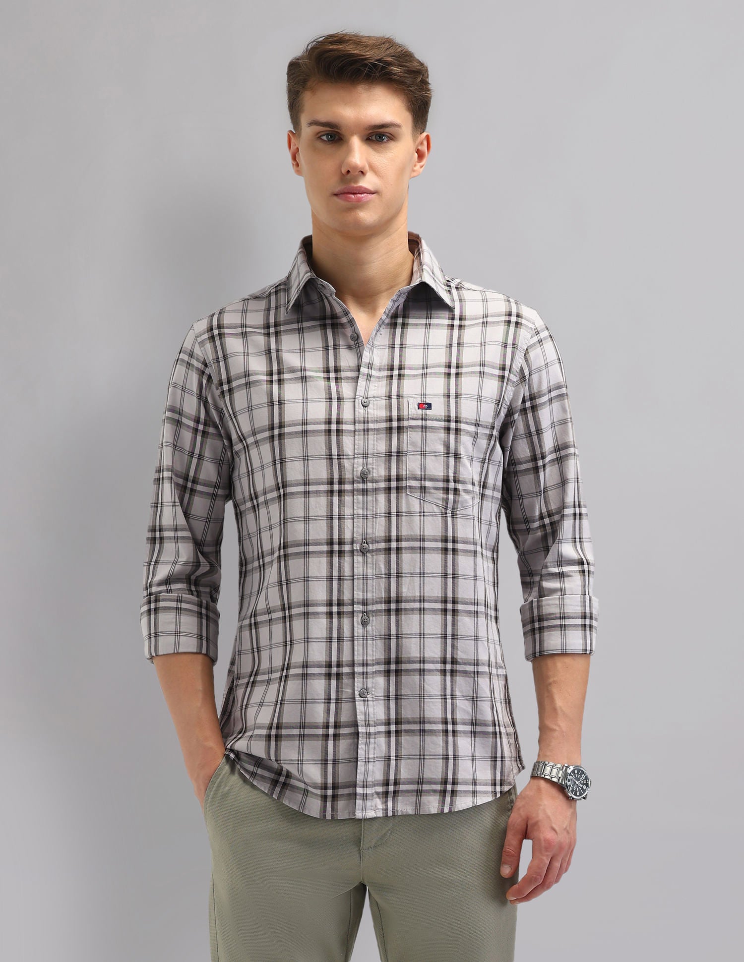 Corporate Sharp Modern Slim Fit Checked Shirt