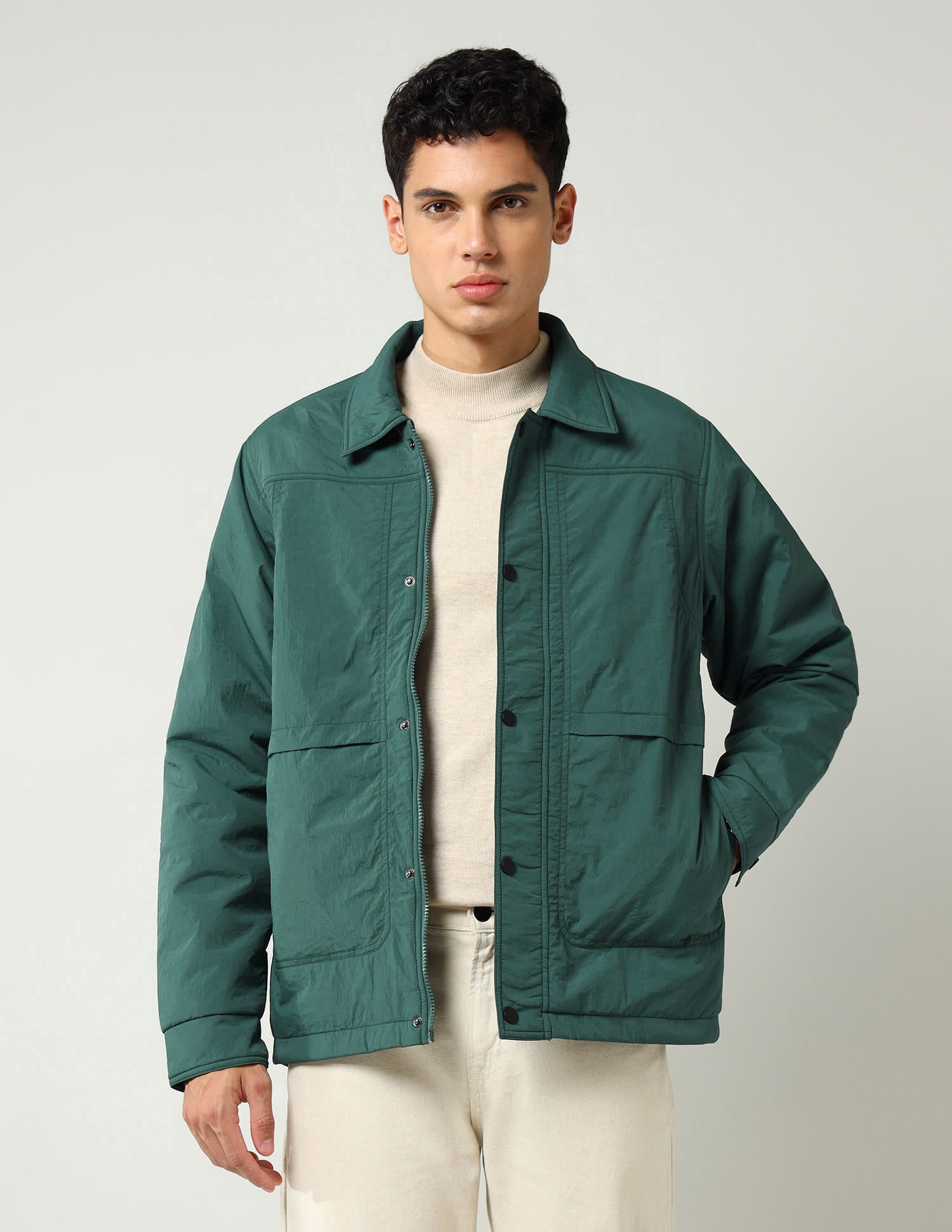 Modern Slim Fit Solid Casual Jacket