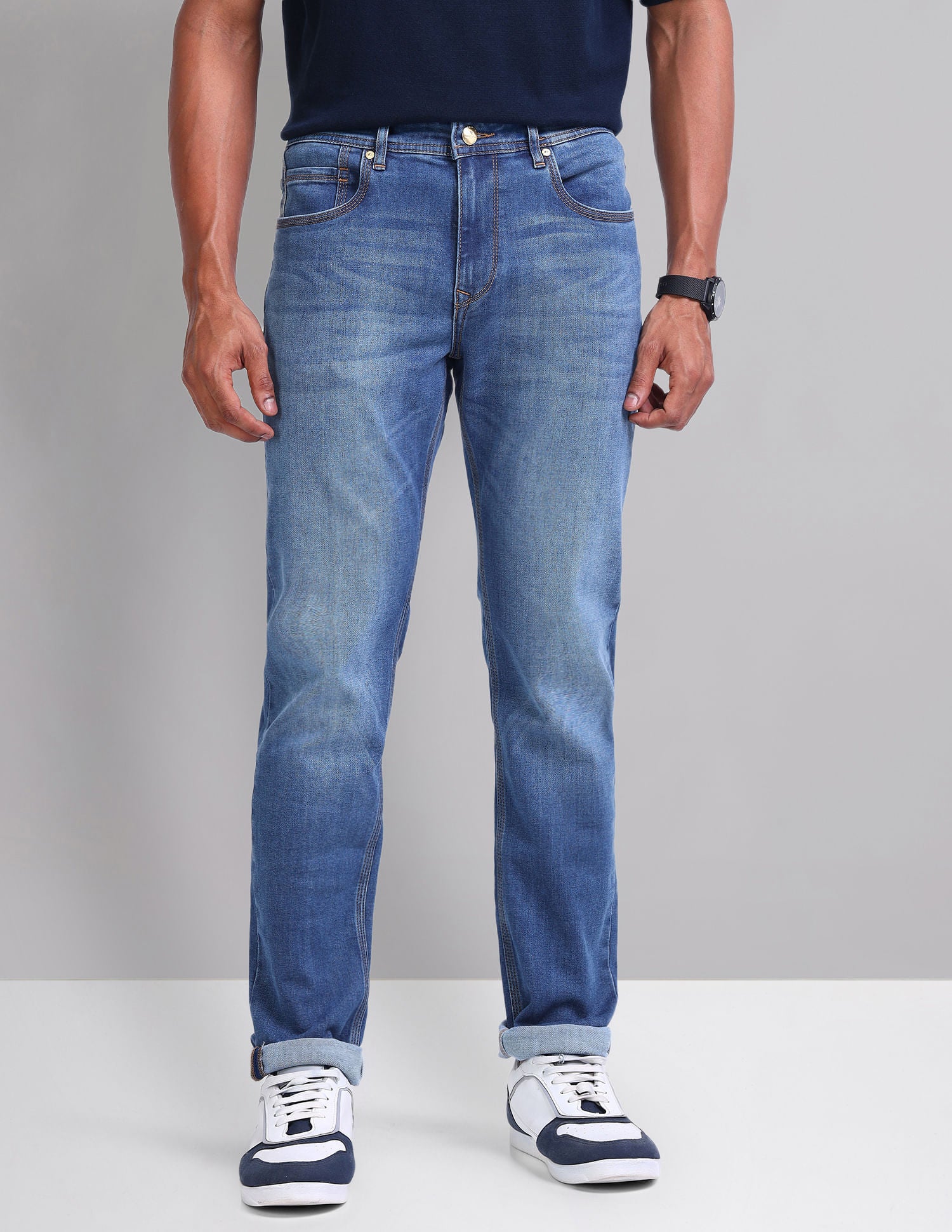 Easy-on slim Fit Mid Rise Jeans