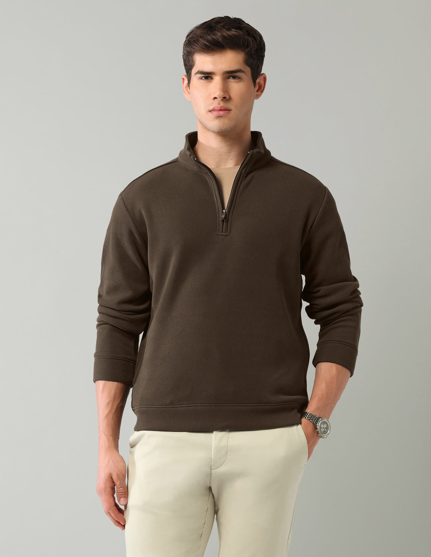 Textured Regular Fit Sweatshirt