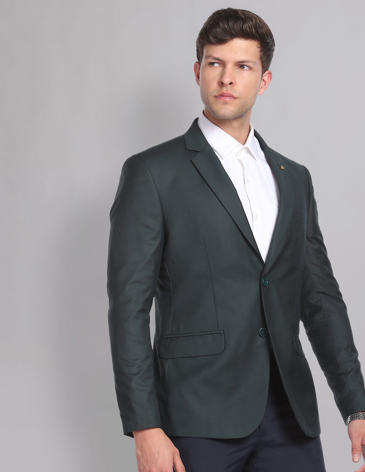 Twill Weave Solid Formal Blazer