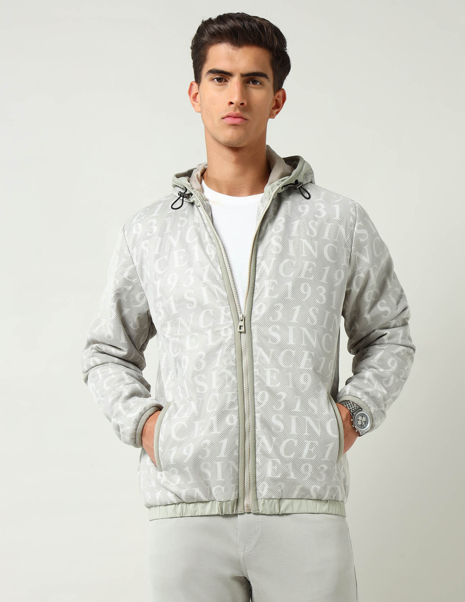 Modern Slim Fit Printed Padded Jacket