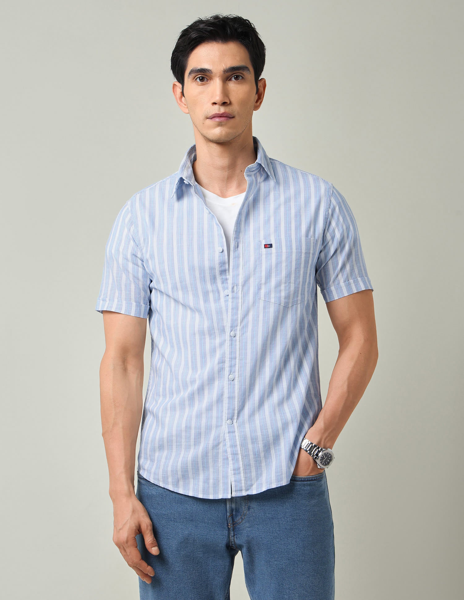 Modern Slim Fit All-Over Self Design Shirt