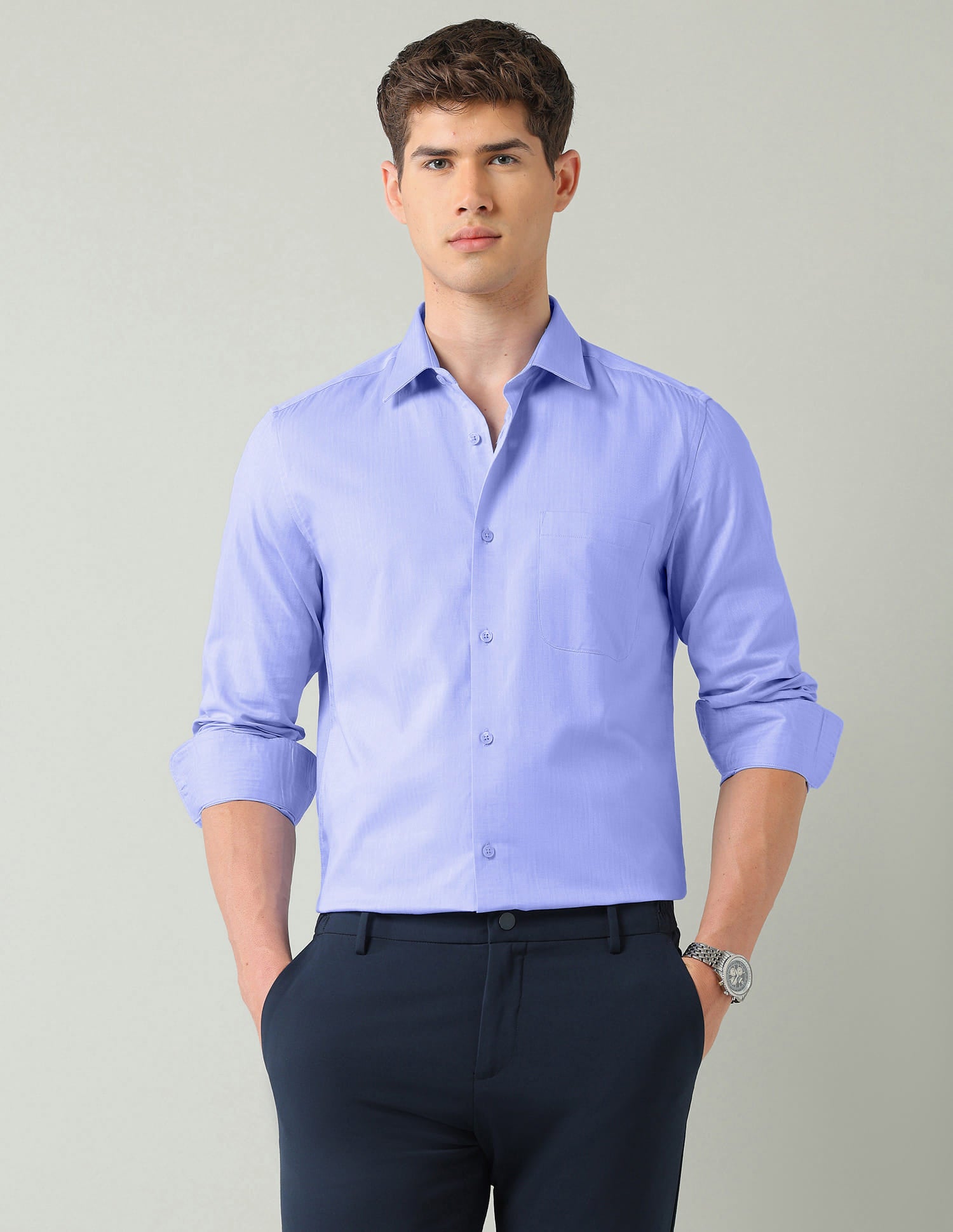 Solid Twill Weave Regular Fit Shirt