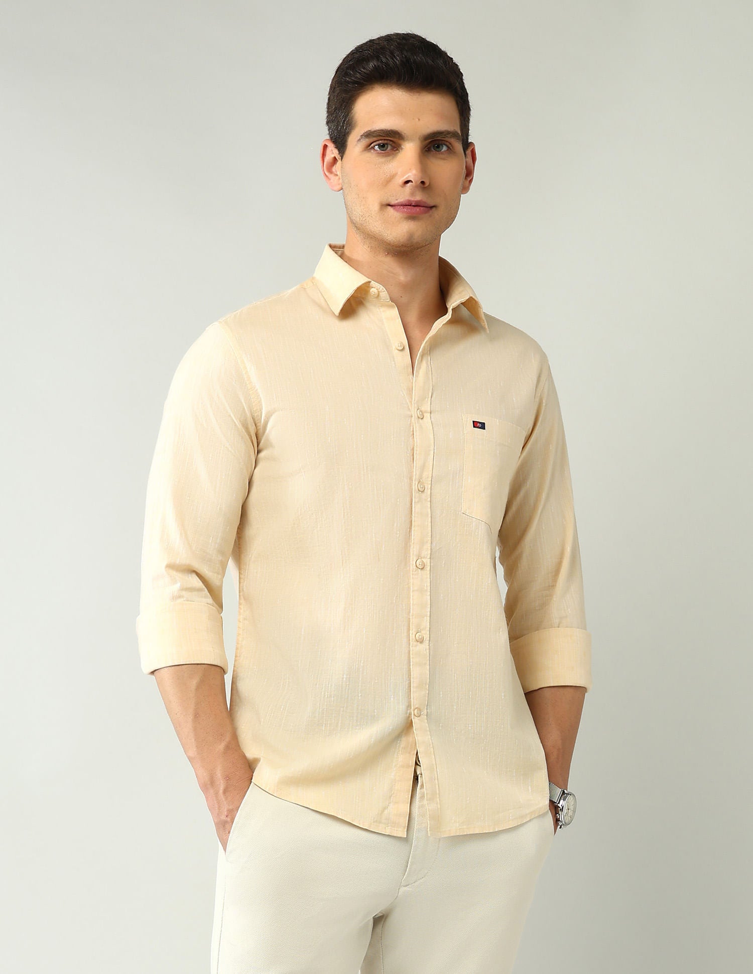 Corporate Ready Modern Slim Fit Self-Design Shirt