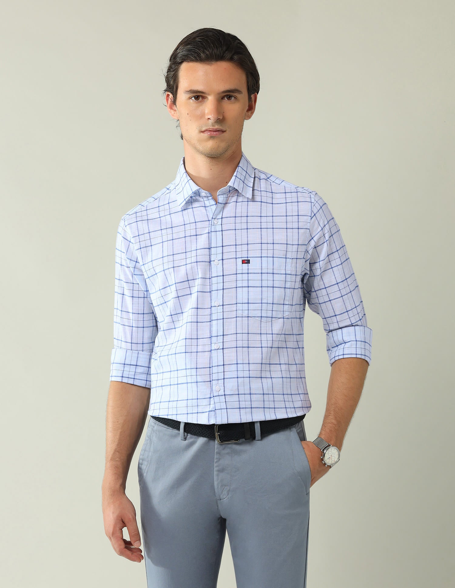 City Chronicles Modern Slim Fit Tartan Checked Shirt