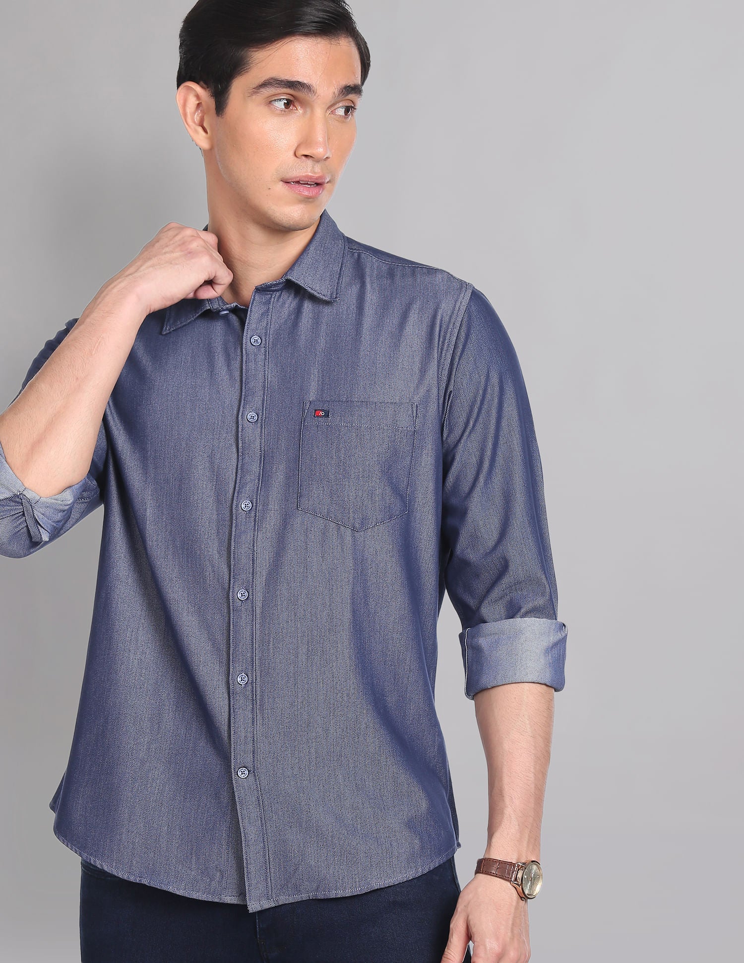Everyday Wear Knit Solid Slim Fit Casual Shirt