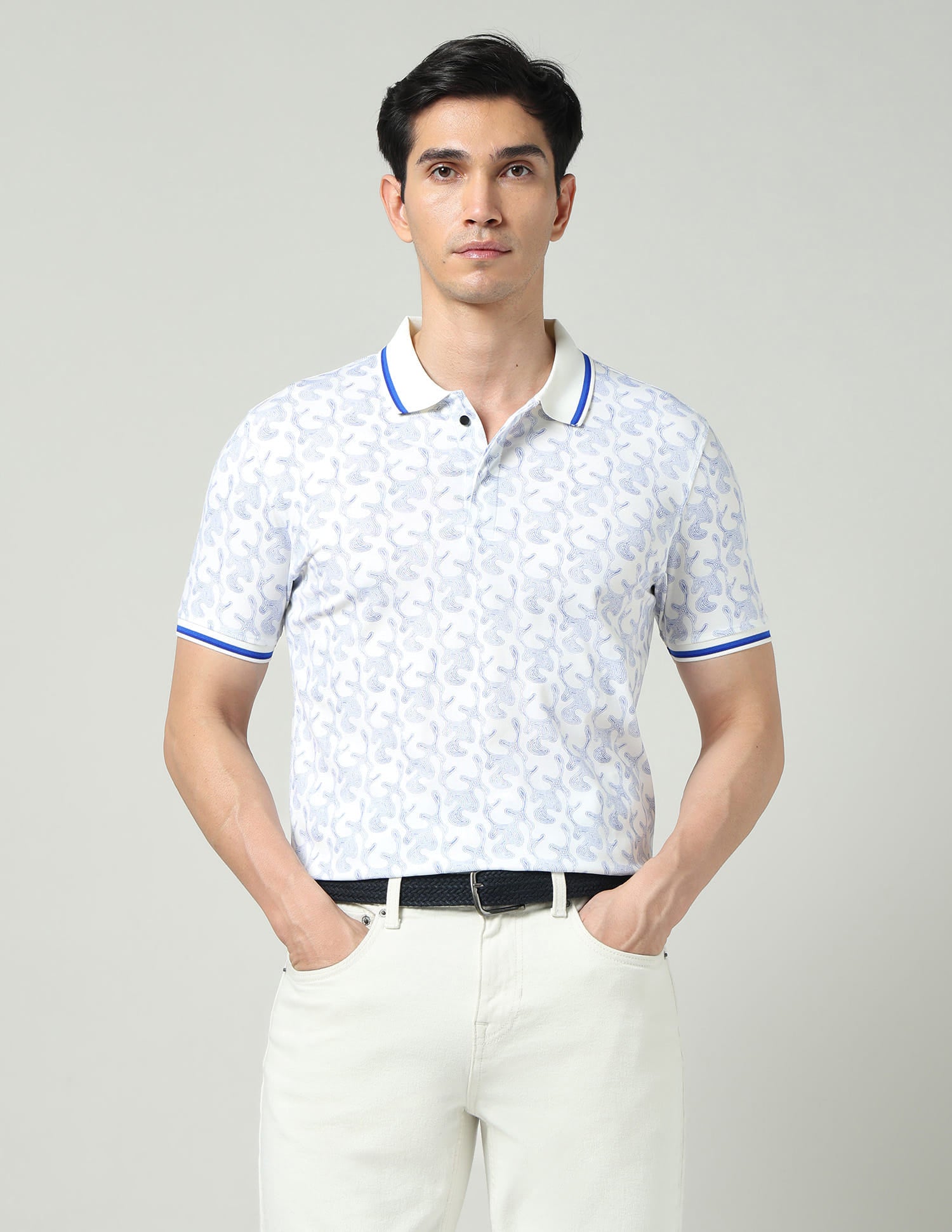 Vintage Cool Geometric Print Slim Fit Polo Shirt