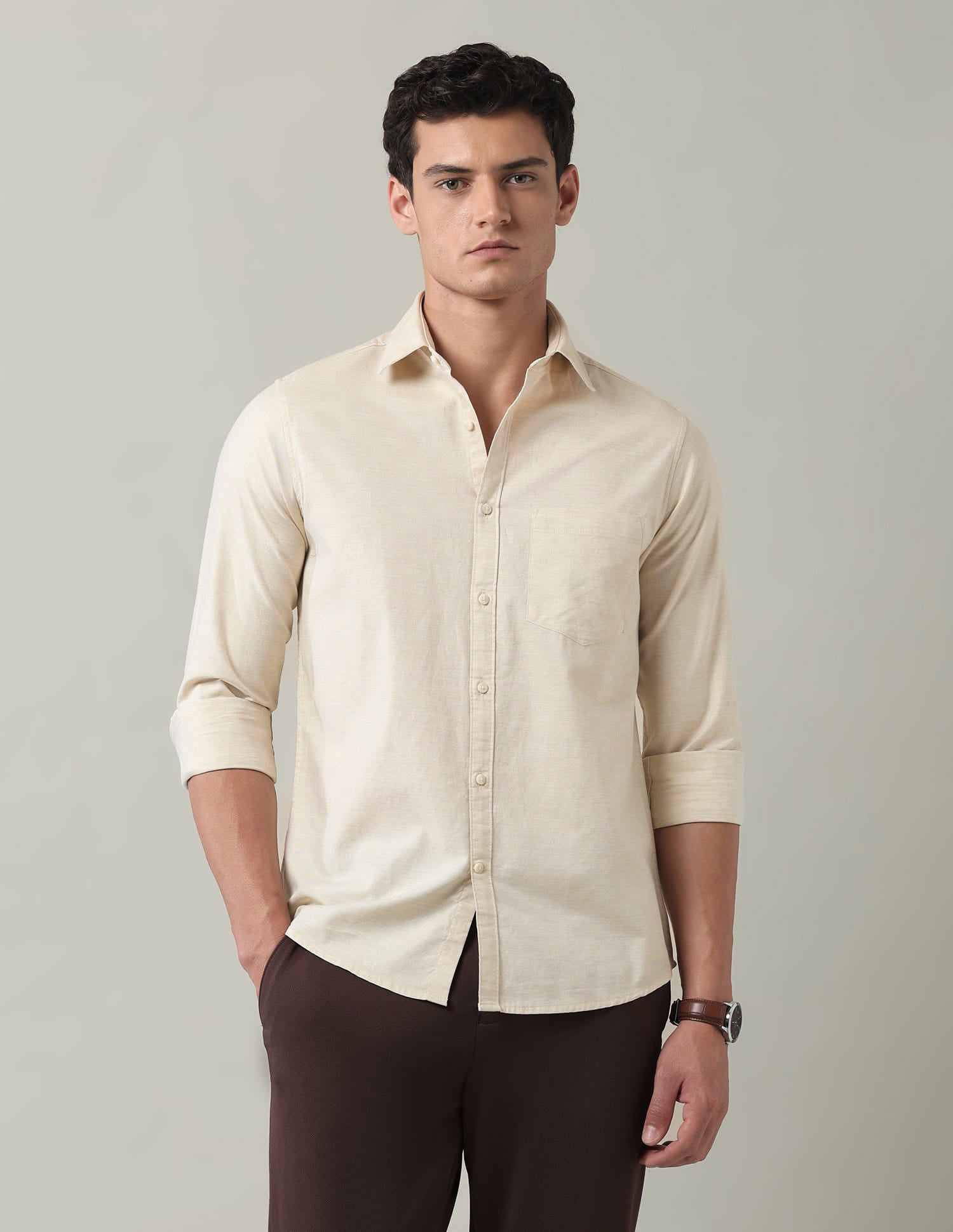 Solid Slim Fit Twill Shirt