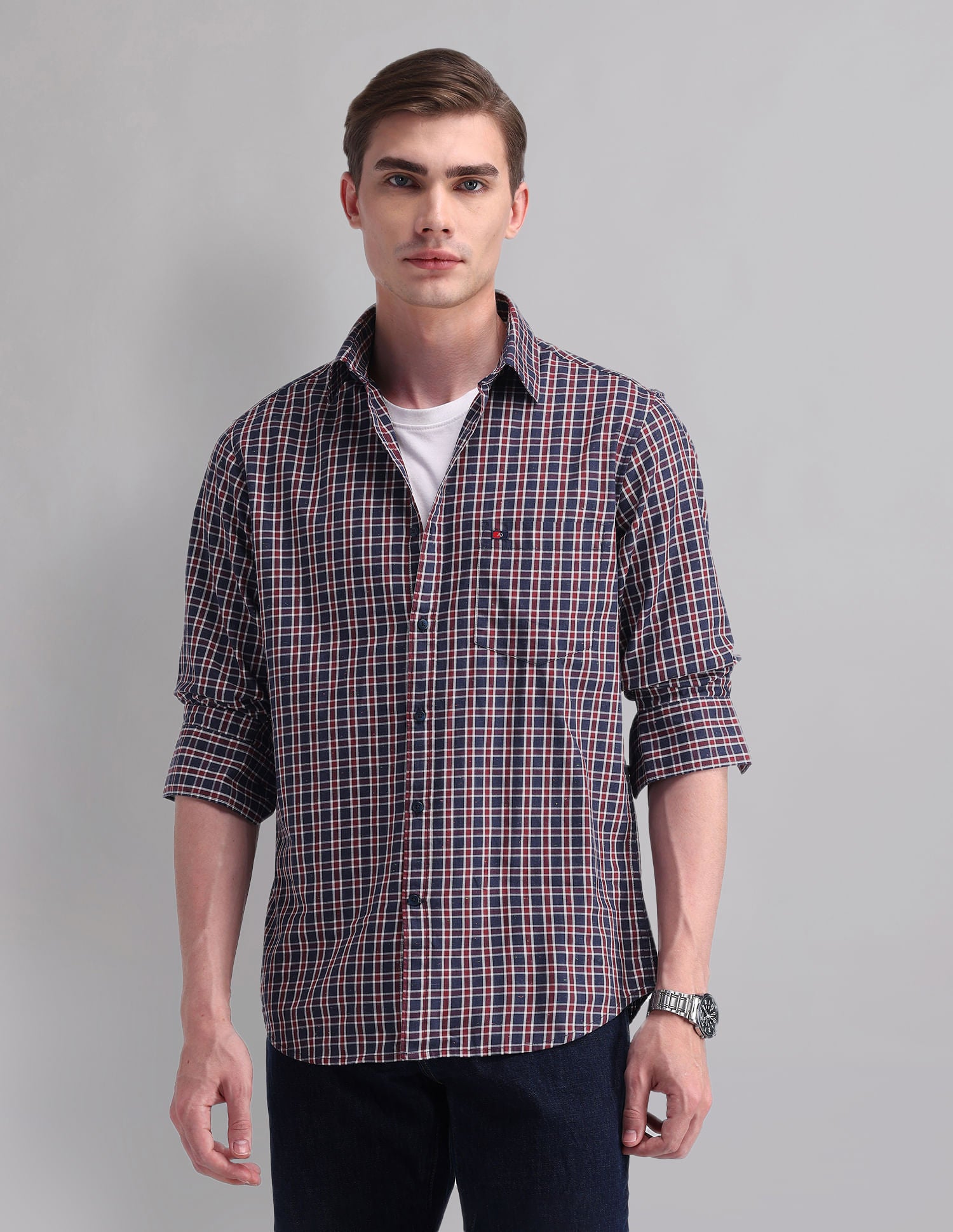 Corporate Sharp Modern Slim Fit Checked Shirt