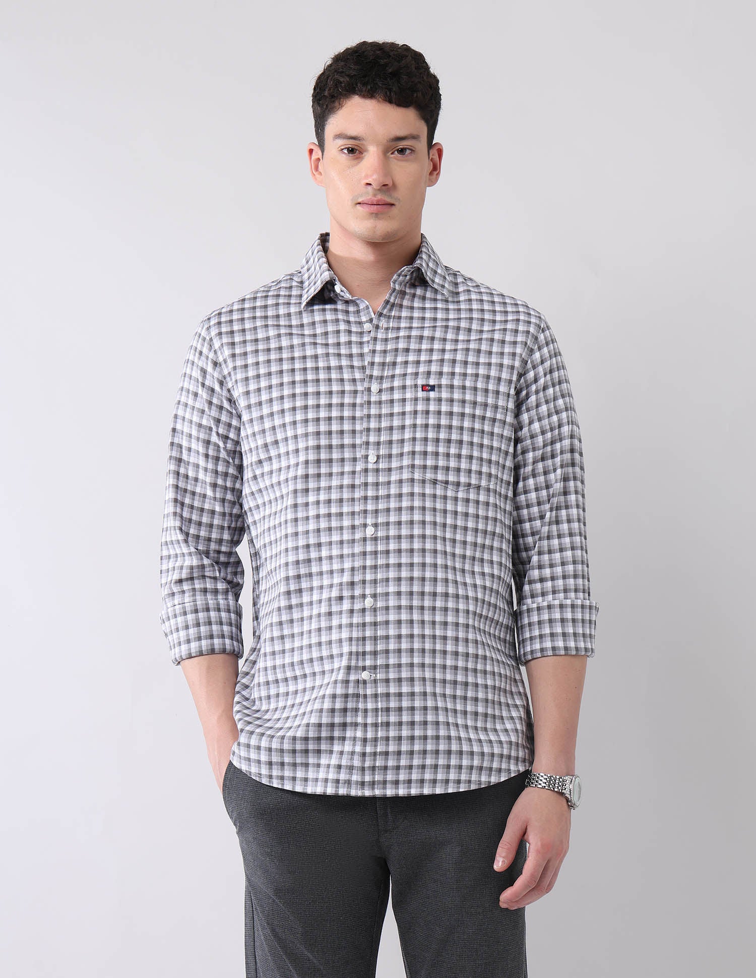 City Chronicles Modern Slim Fit Tartan Checked Shirt